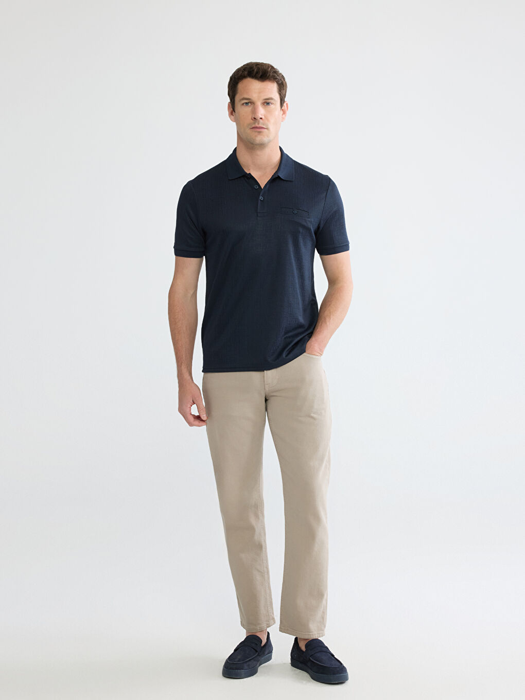 Lacivert Polo Yaka Erkek Tişört-1