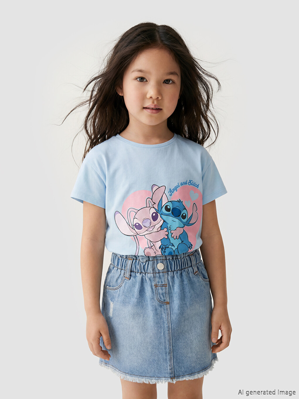Lilo & Stitch Print Jersey T-Shirt for Girls-1