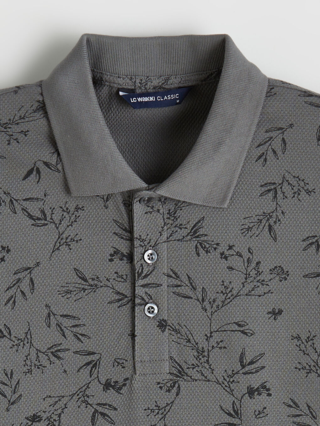 Antrasit Polo Yaka Desenli Strüktürlü Erkek Tişört-1