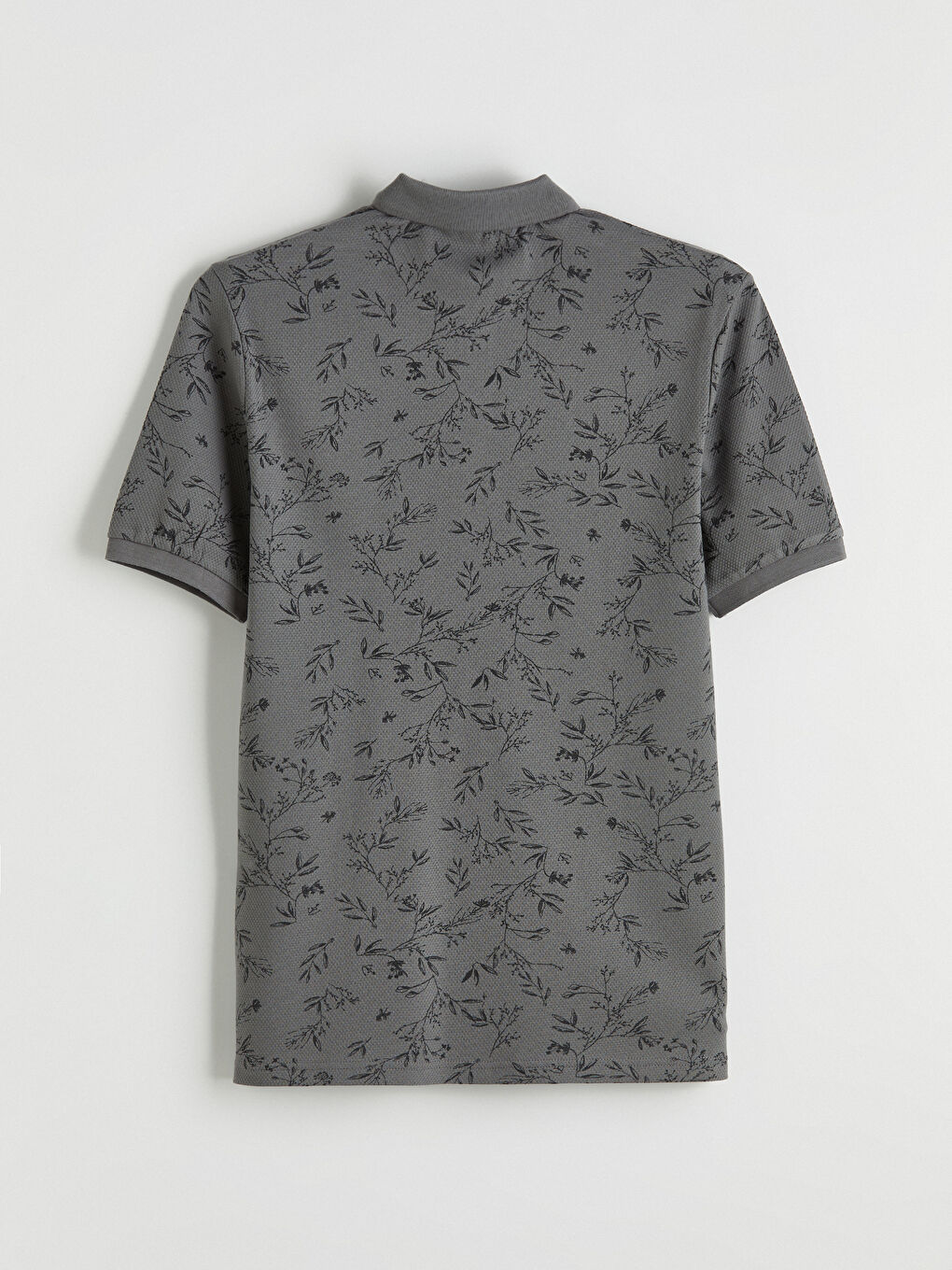 Antrasit Polo Yaka Desenli Strüktürlü Erkek Tişört-2