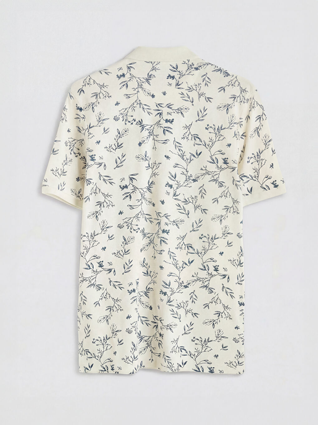 Ekru Polo Yaka Desenli Erkek Tişört-1
