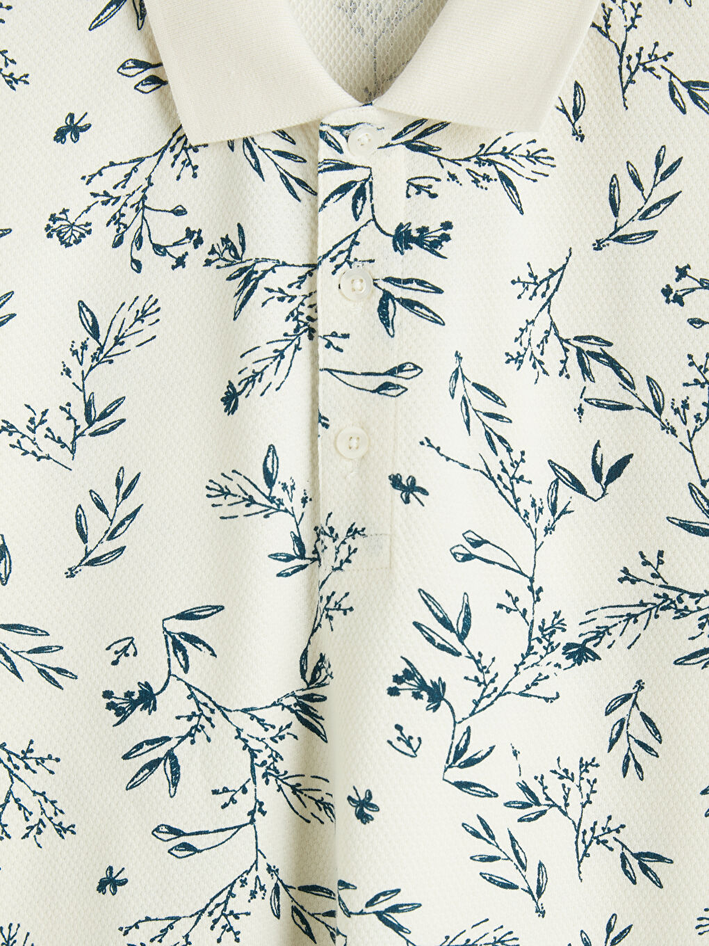 Ekru Polo Yaka Desenli Erkek Tişört-2