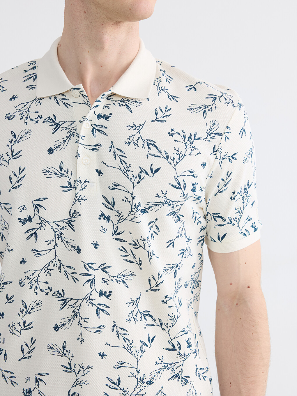 Polo Collar Patterned Men's T-Shirt-2