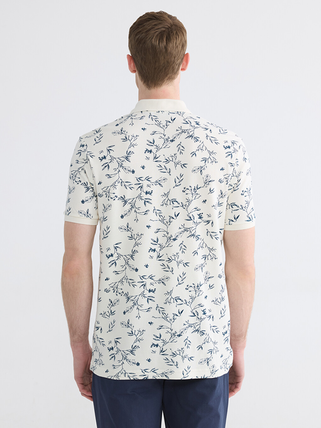 Polo Collar Patterned Men's T-Shirt-3