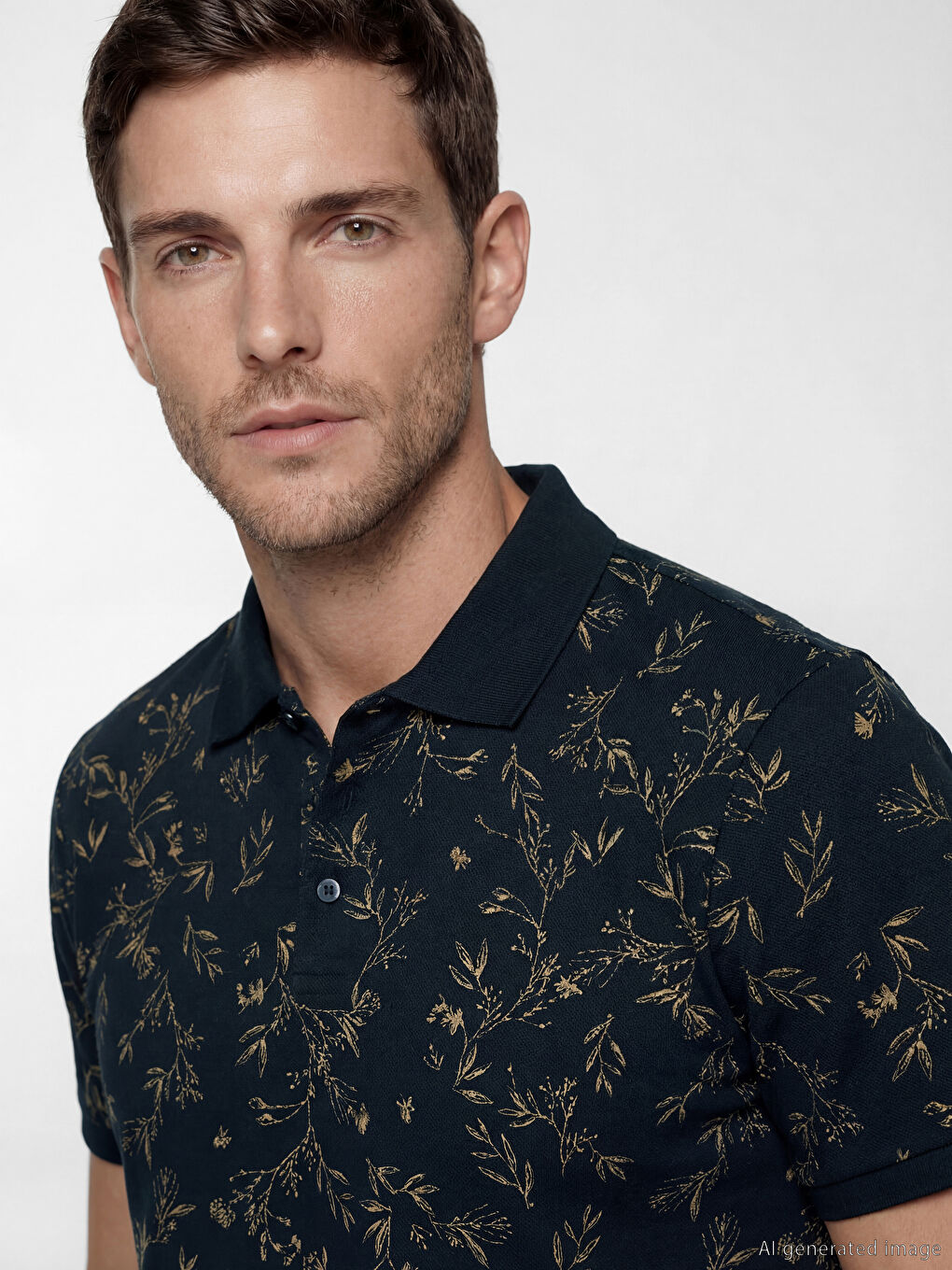 Lacivert Polo Yaka Standart Fit Strüktürlü Erkek Tişört-2