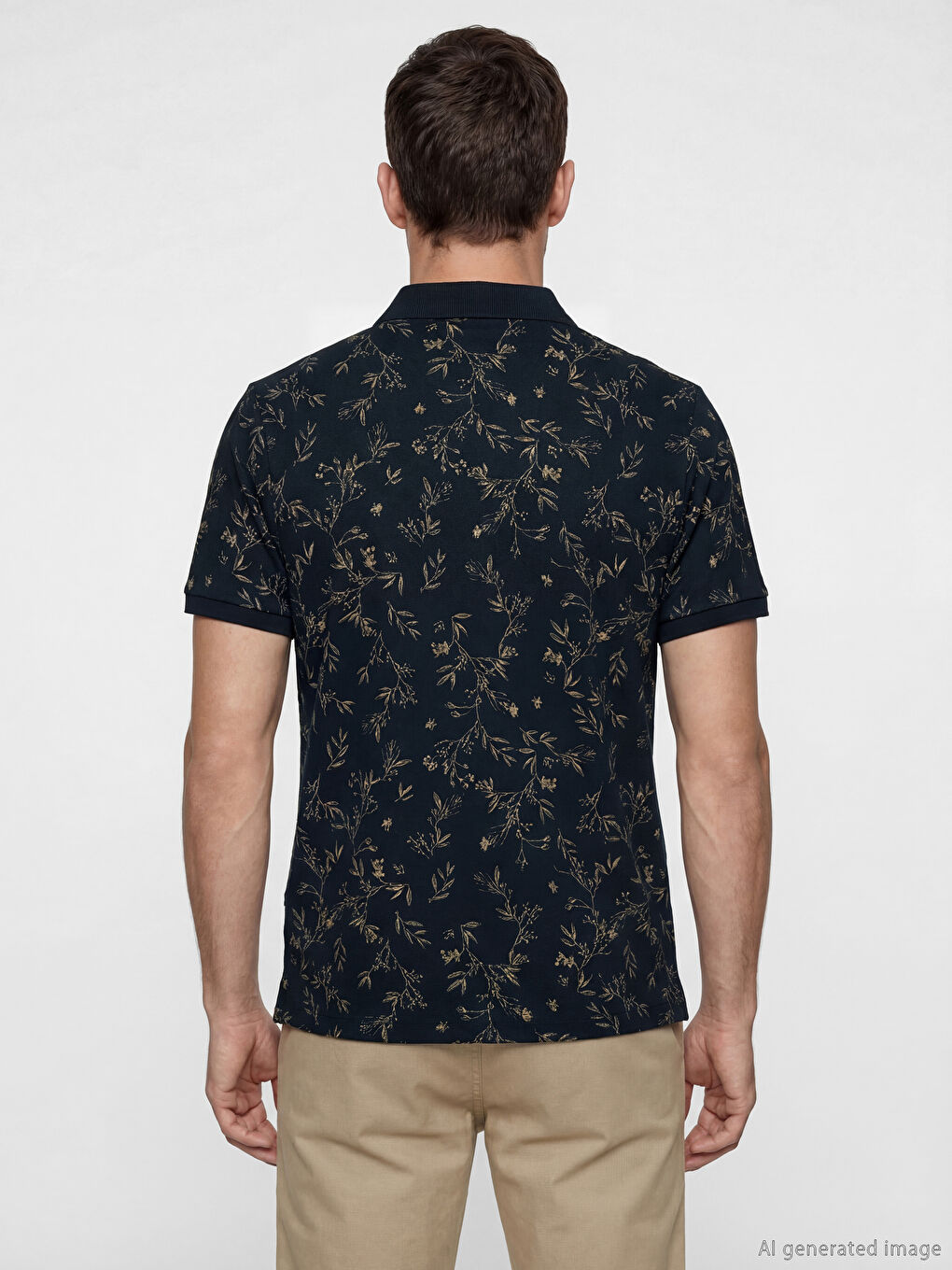 Lacivert Polo Yaka Standart Fit Strüktürlü Erkek Tişört-3