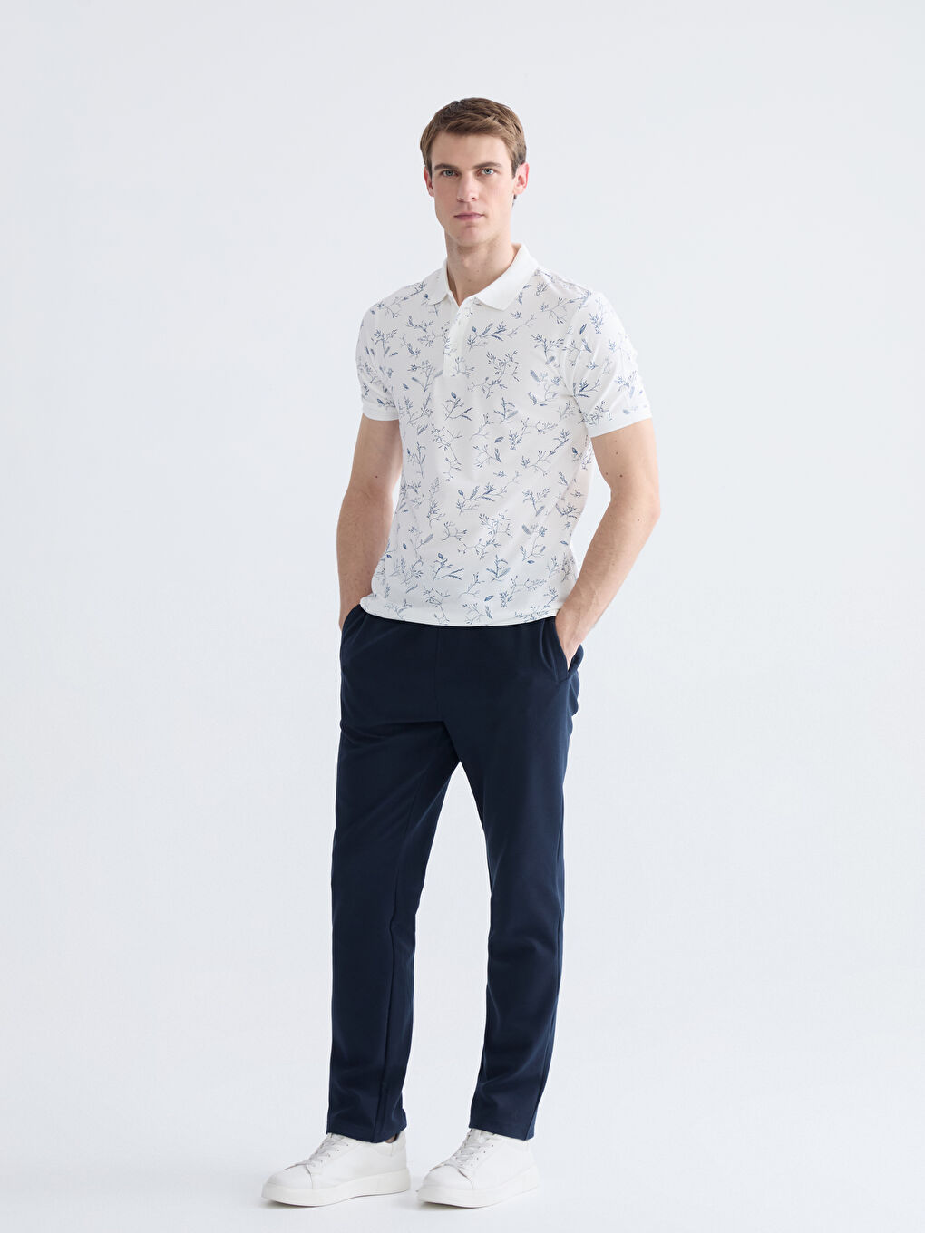 Футболка мужская узорчатая пике с воротником поло-1