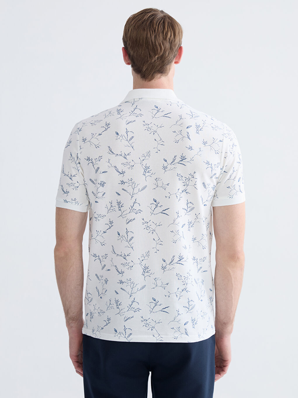 Футболка мужская узорчатая пике с воротником поло-3