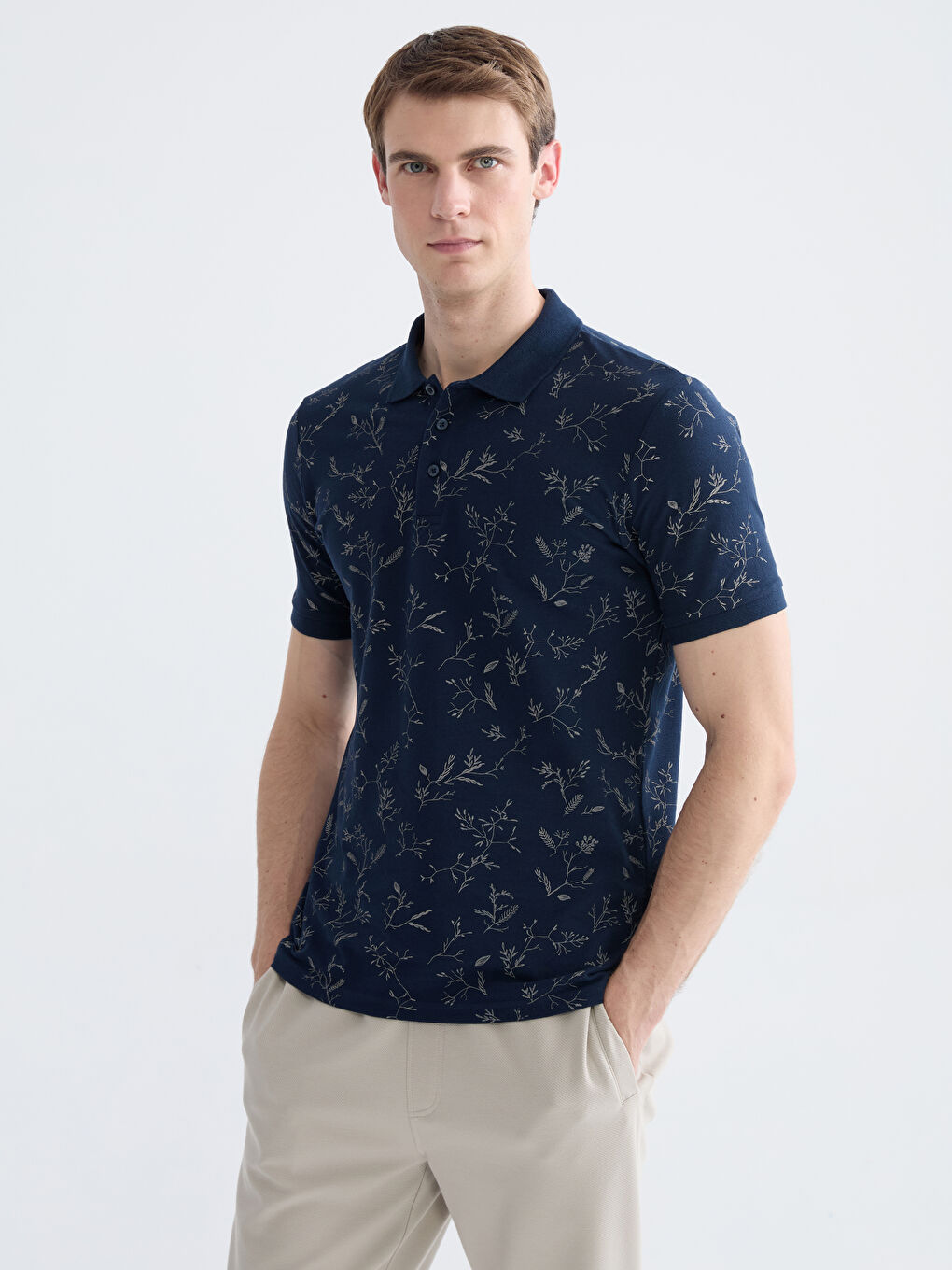 Polo Neck Patterned Pique Men's T-Shirt