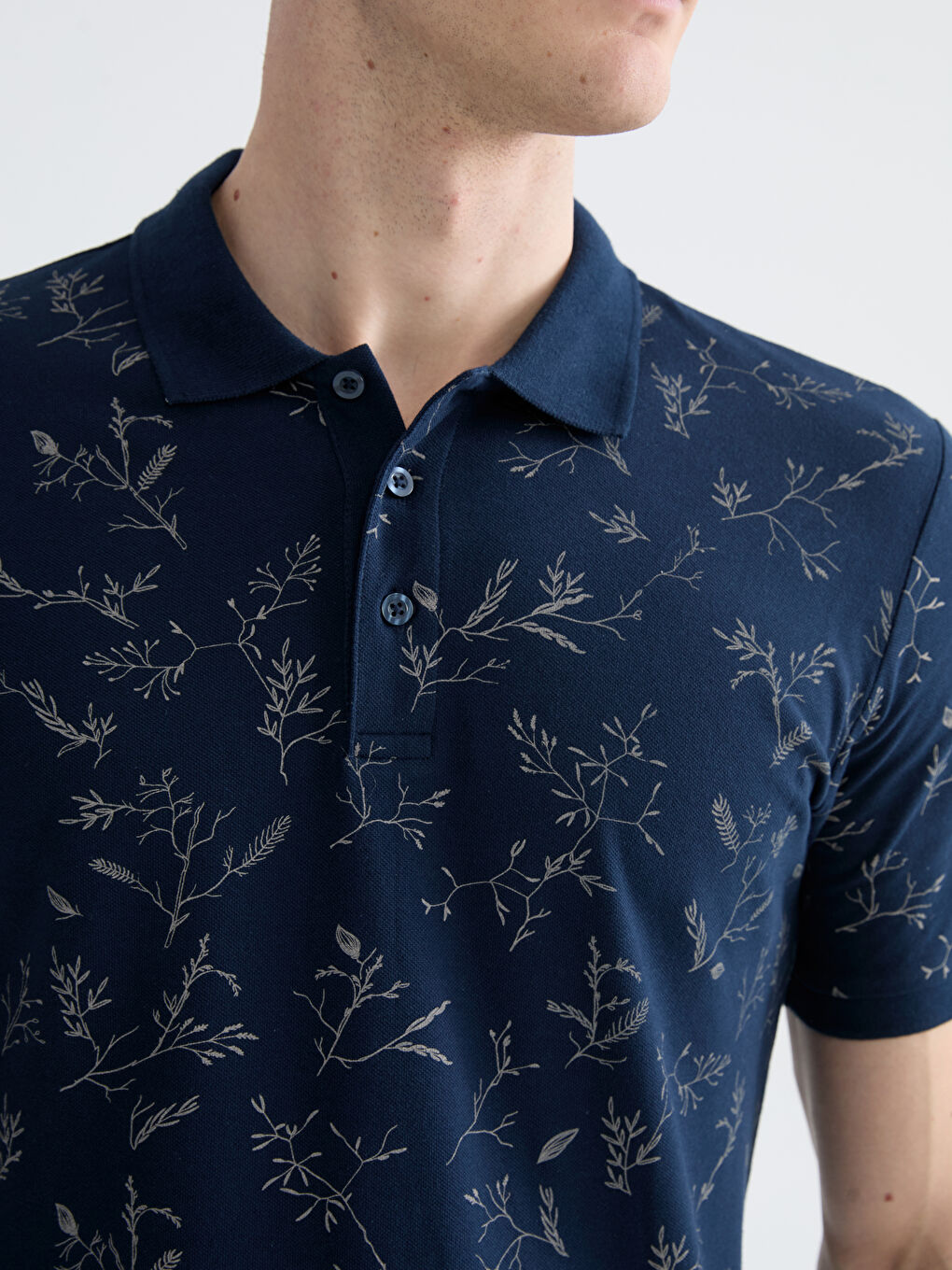 Polo Neck Patterned Pique Men's T-Shirt-2