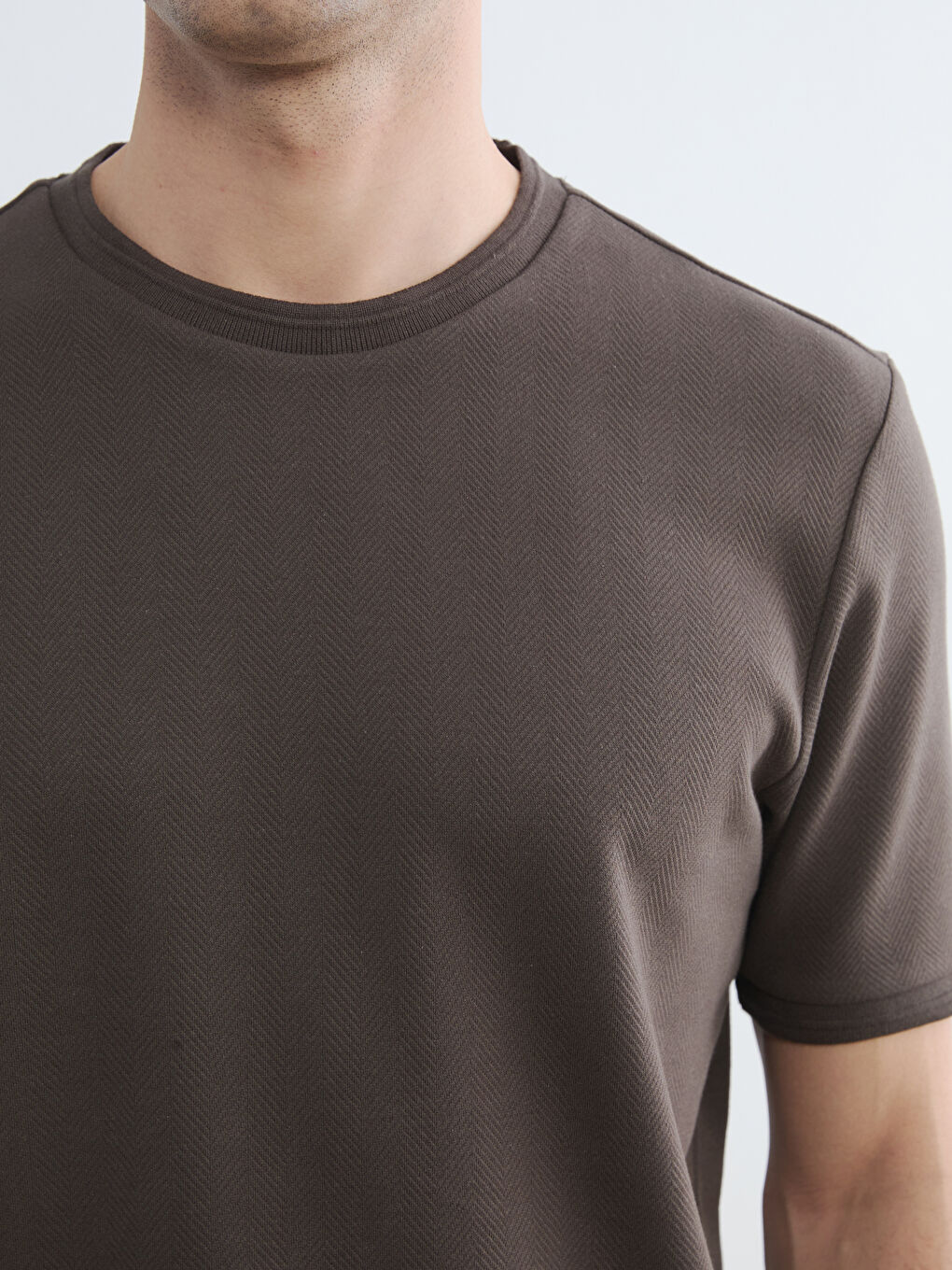 Kahverengi Bisiklet Yaka Erkek Tişört-2