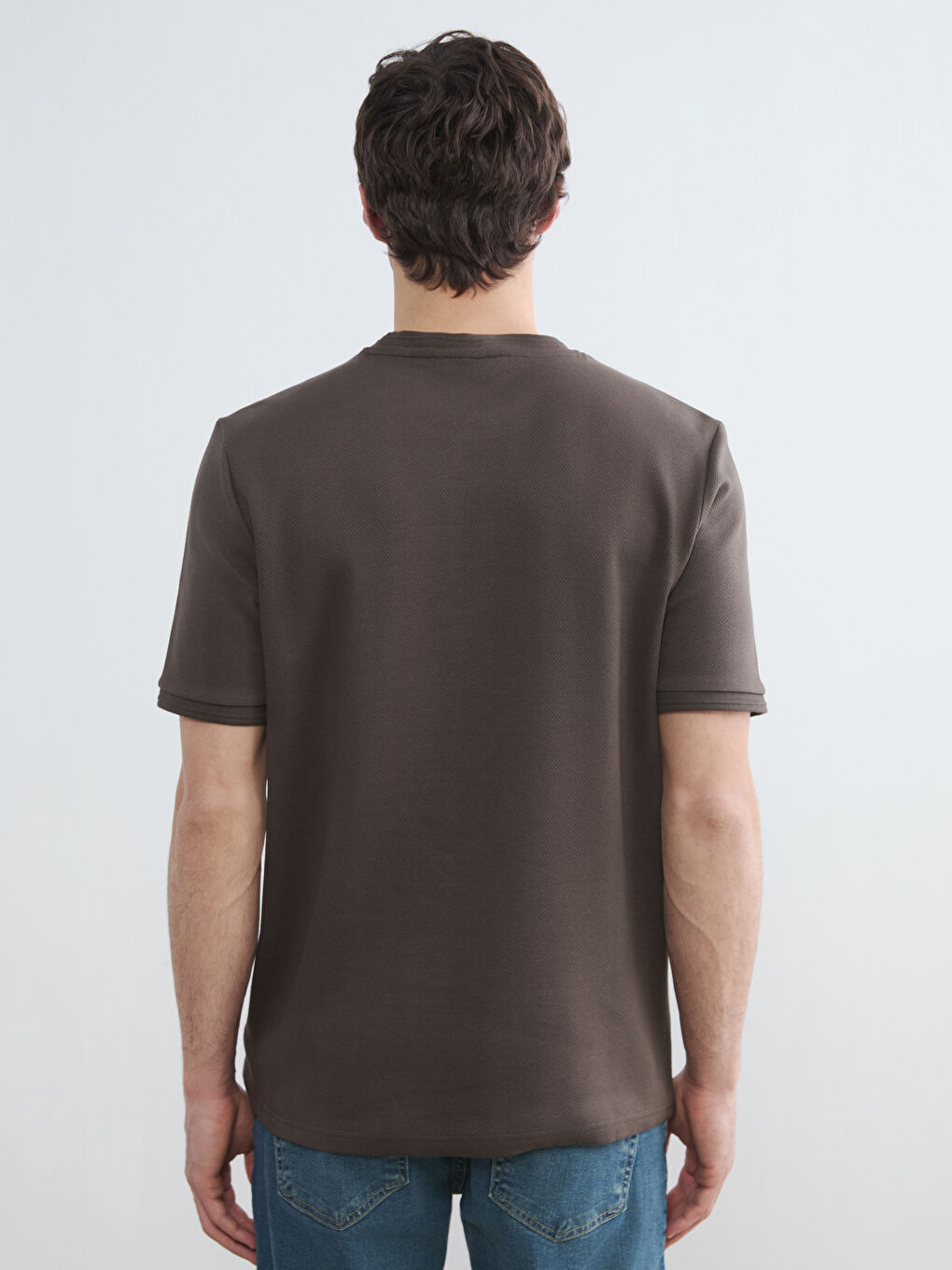 Kahverengi Bisiklet Yaka Erkek Tişört-3