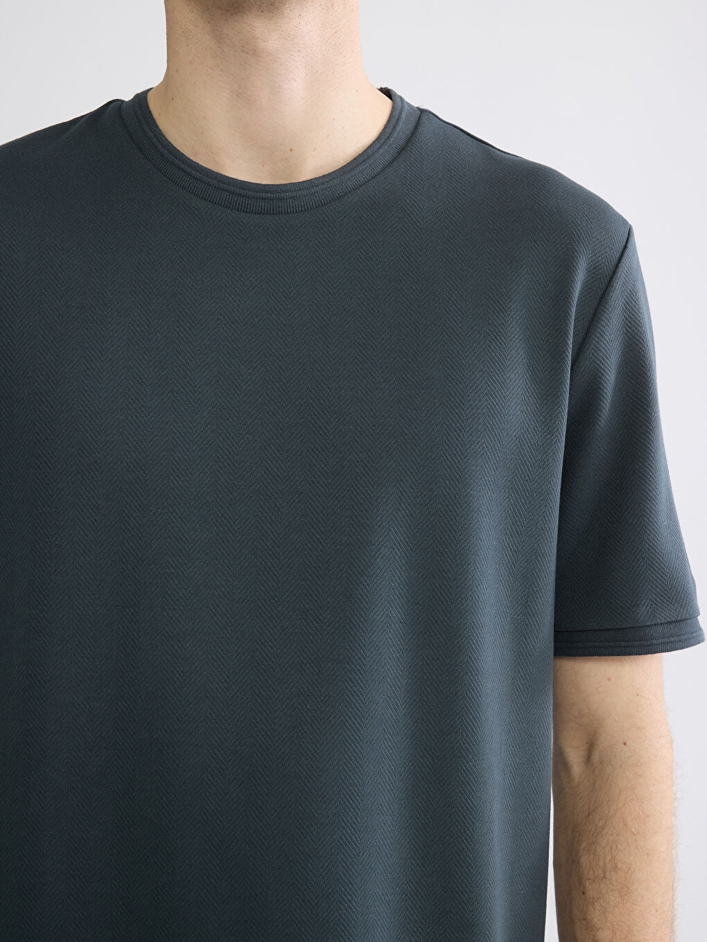 Antrasit Bisiklet Yaka Erkek Tişört-2