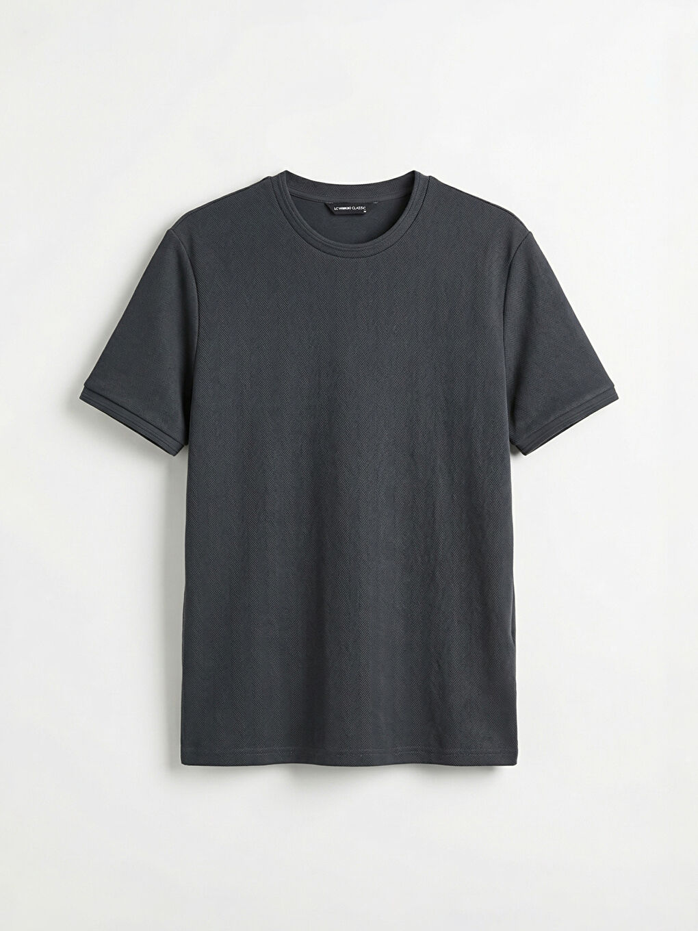 Antrasit Bisiklet Yaka Erkek Tişört-4