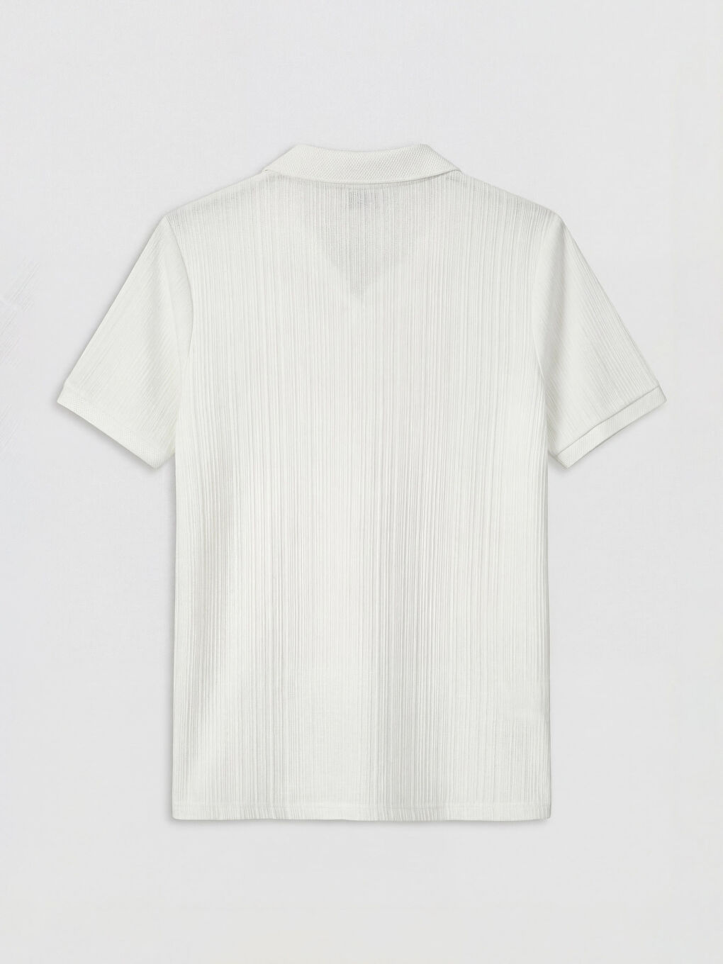 Ekru Polo Yaka Strüktürlü Erkek Tişört-1