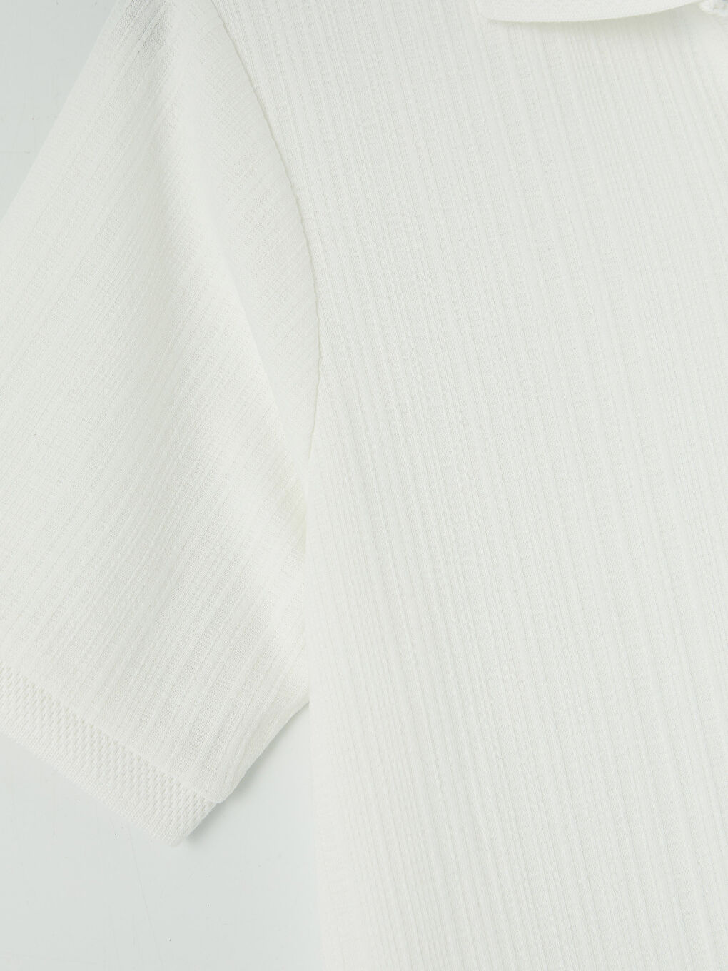 Ekru Polo Yaka Strüktürlü Erkek Tişört-2