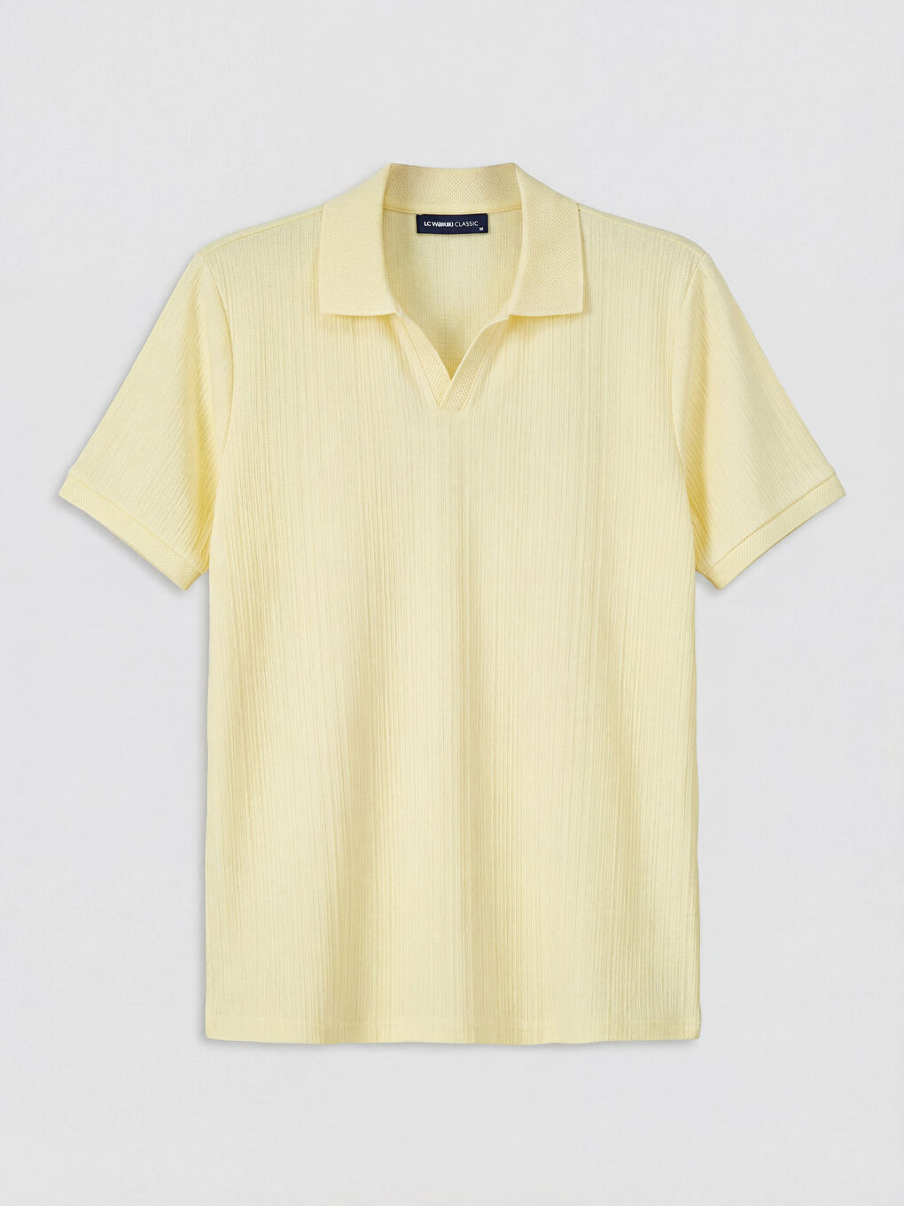 Sarı Polo Yaka Strüktürlü Erkek Tişört