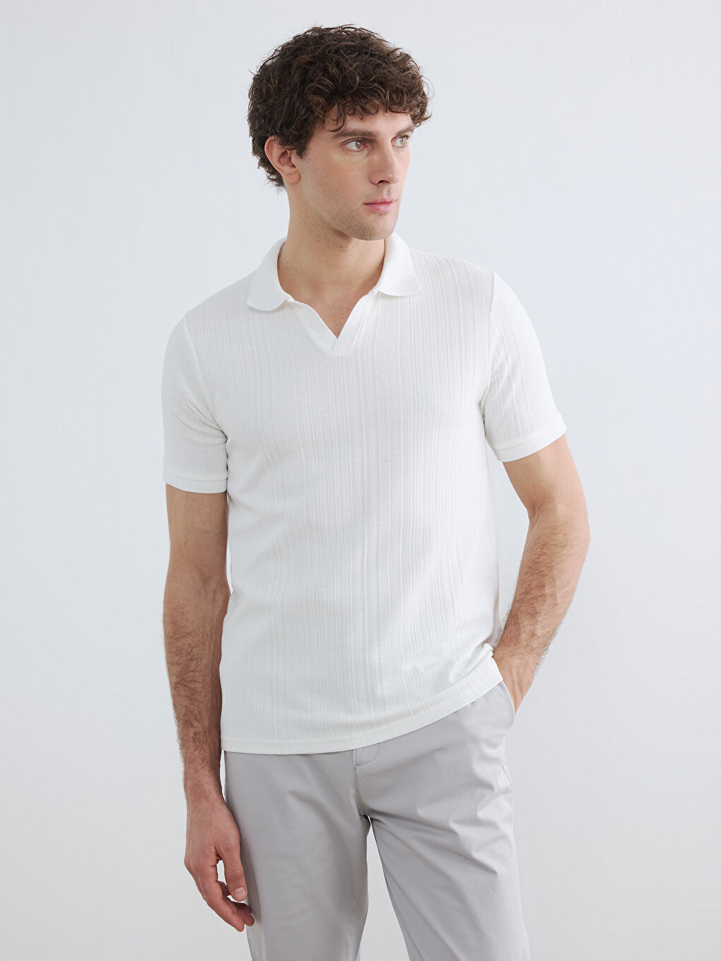 Polo Collar Structured Men's T-Shirt