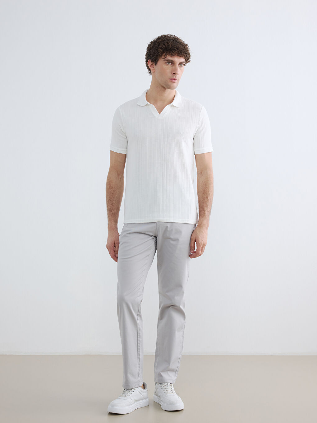 Polo Collar Structured Men's T-Shirt-1