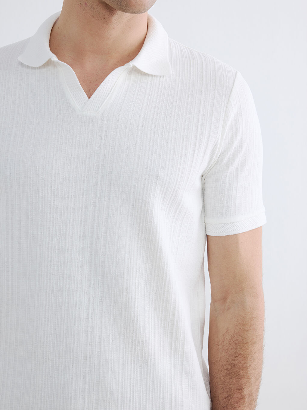 Polo Collar Structured Men's T-Shirt-2