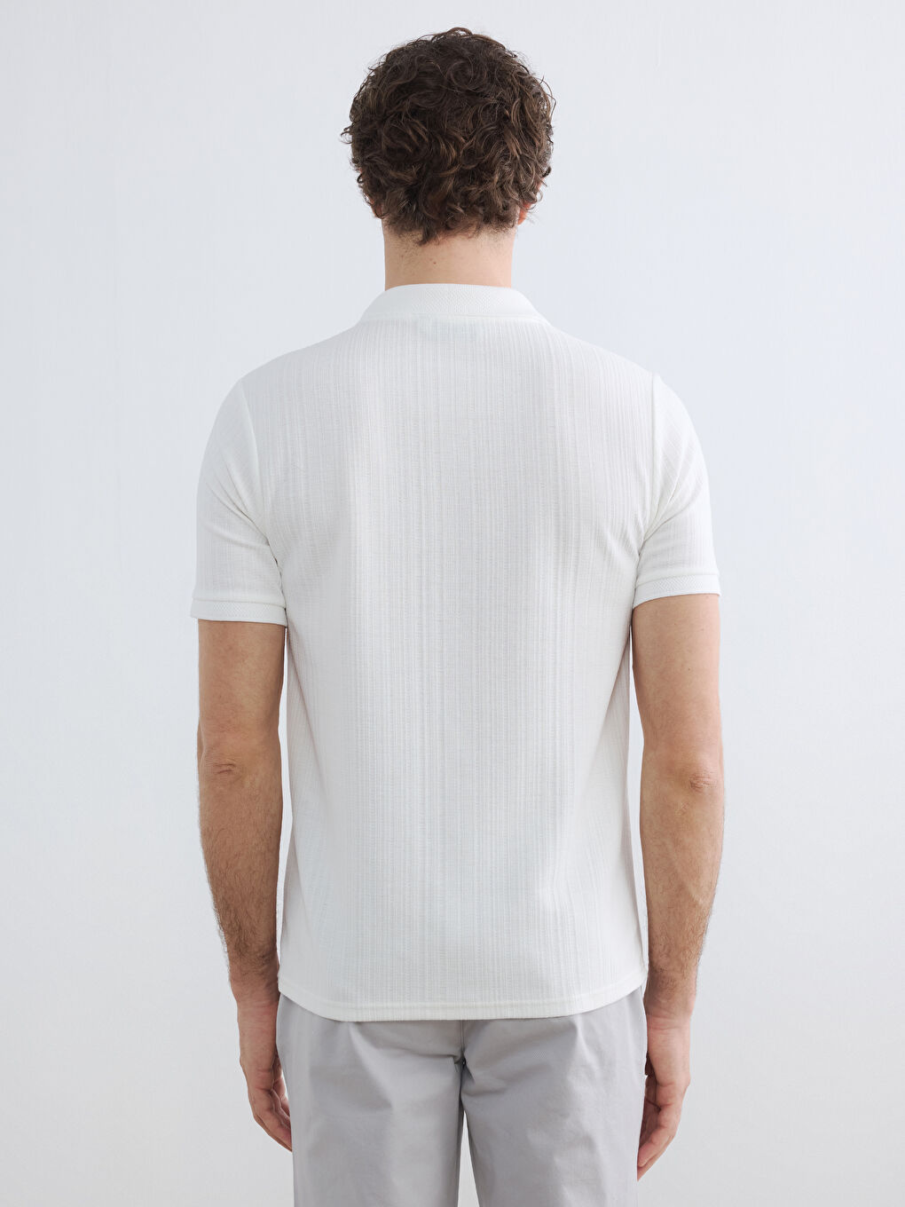 Polo Collar Structured Men's T-Shirt-3