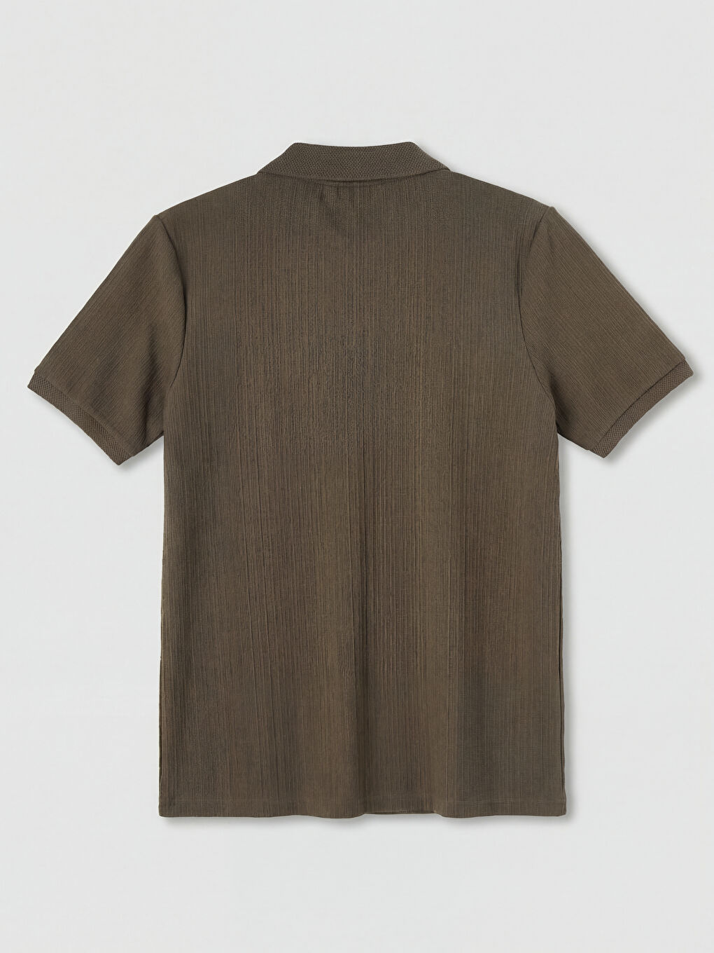 Kahverengi Polo Yaka Strüktürlü Erkek Tişört-1
