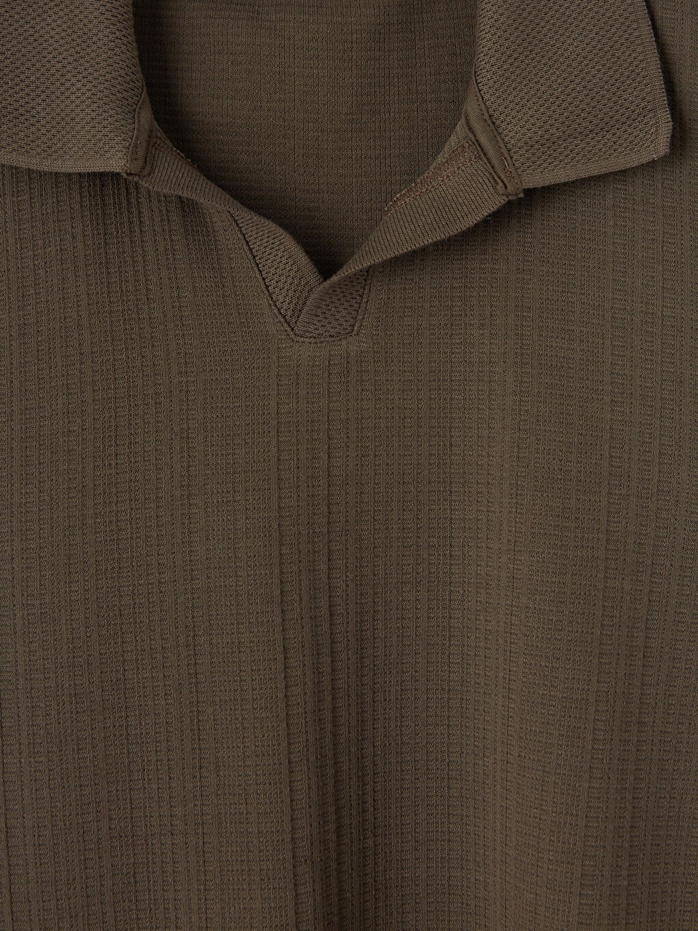 Kahverengi Polo Yaka Strüktürlü Erkek Tişört-2