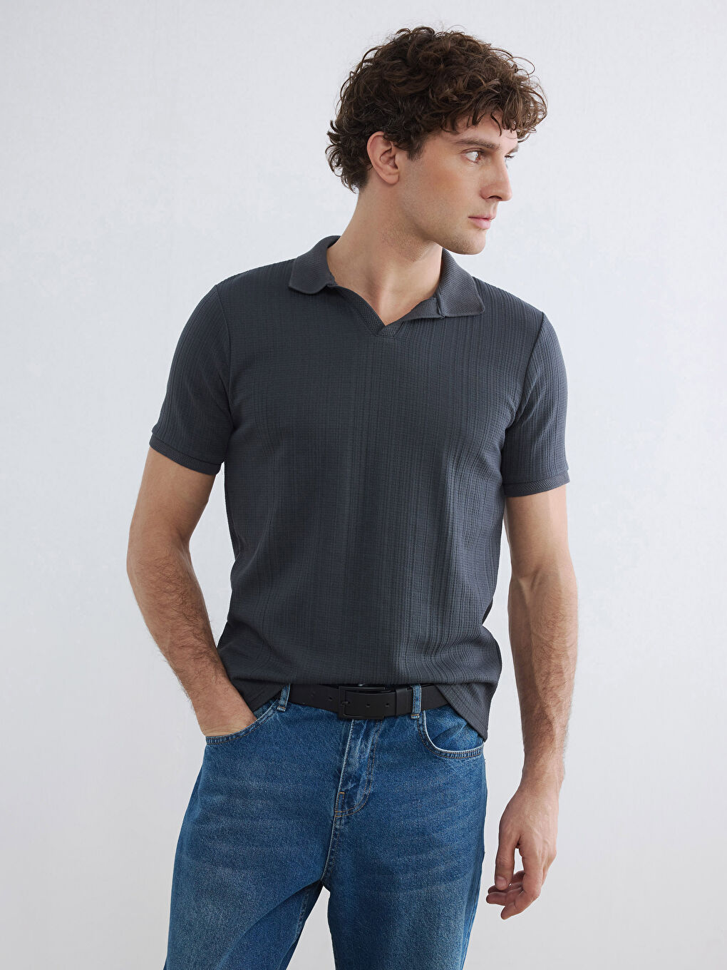 Polo Collar Structured Men's T-Shirt