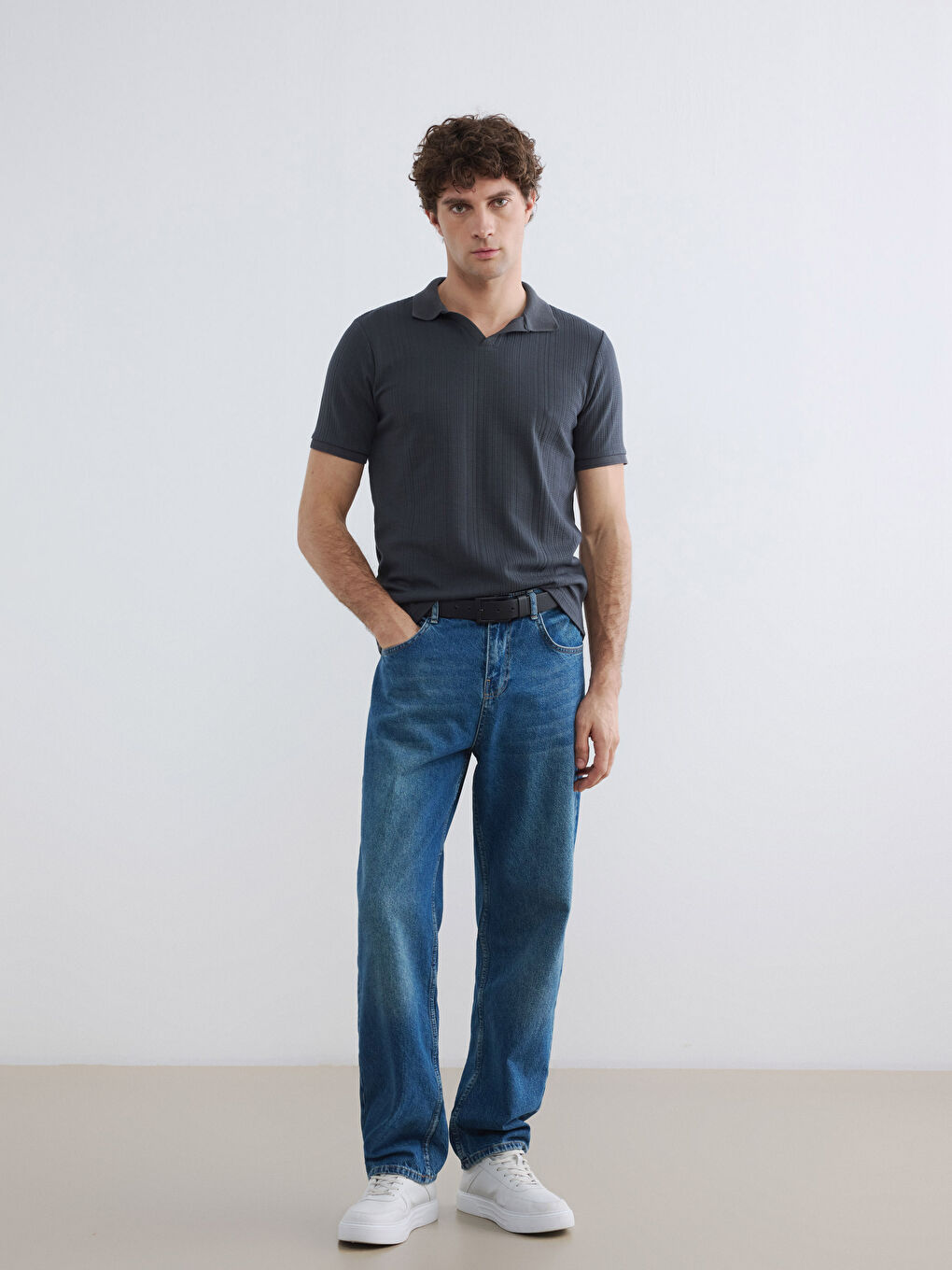 Polo Collar Structured Men's T-Shirt-1