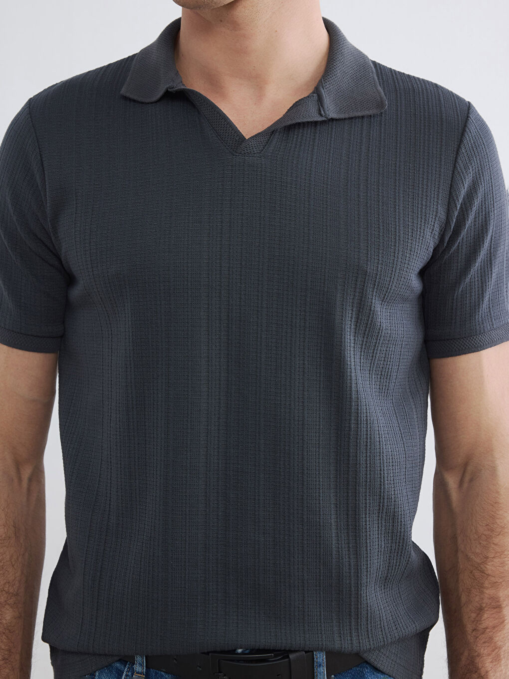 Polo Collar Structured Men's T-Shirt-2