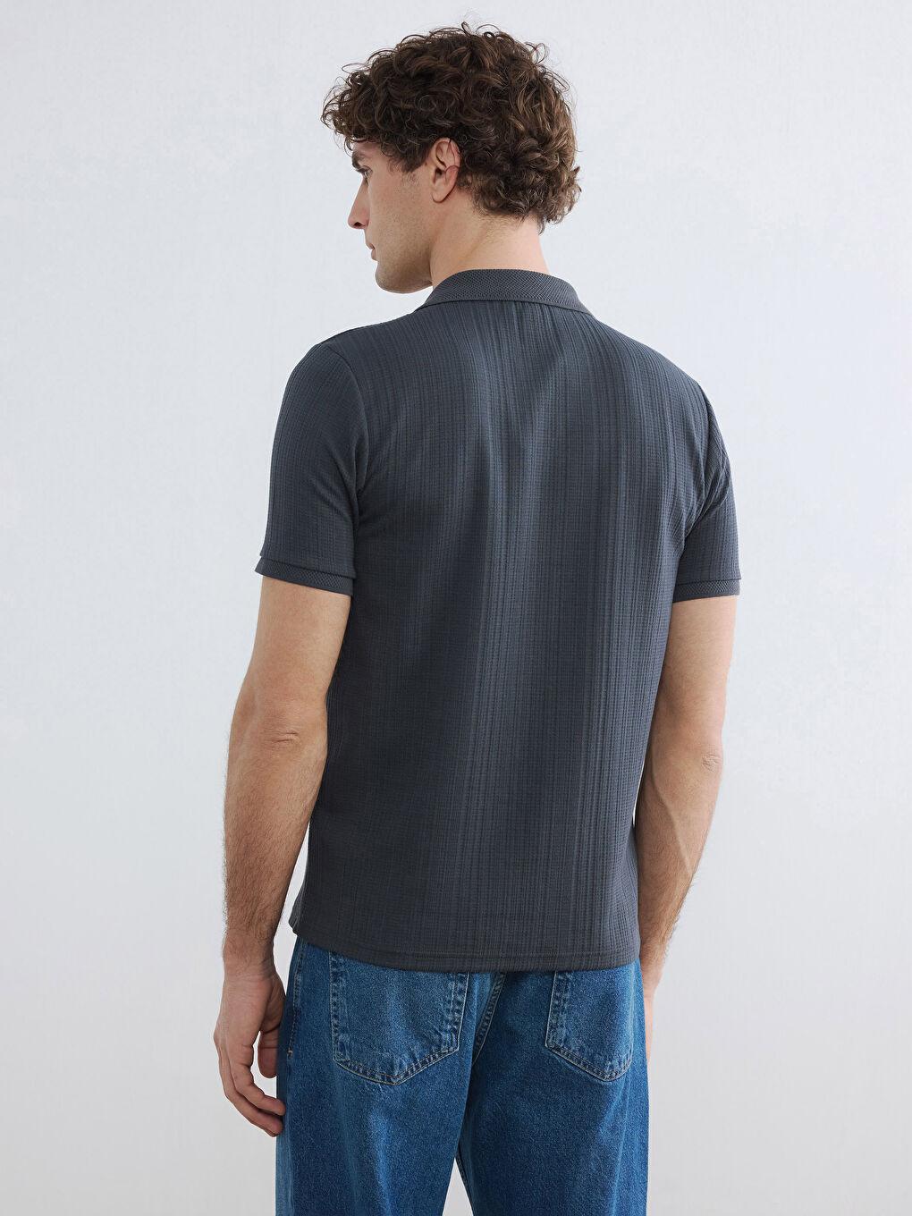 Polo Collar Structured Men's T-Shirt-3