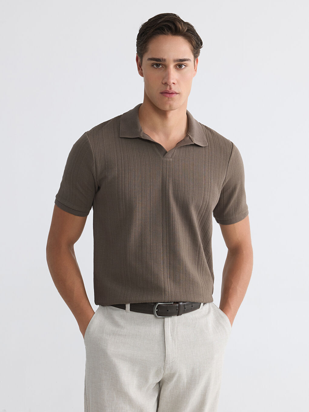 Polo Collar Structured Men's T-Shirt