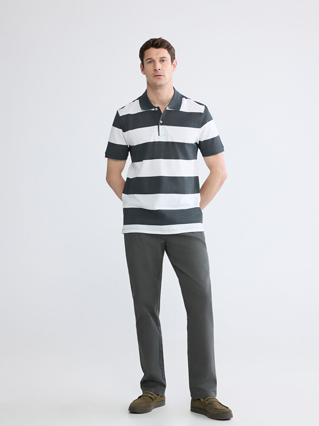 Striped Piqué Polo Shirt-1