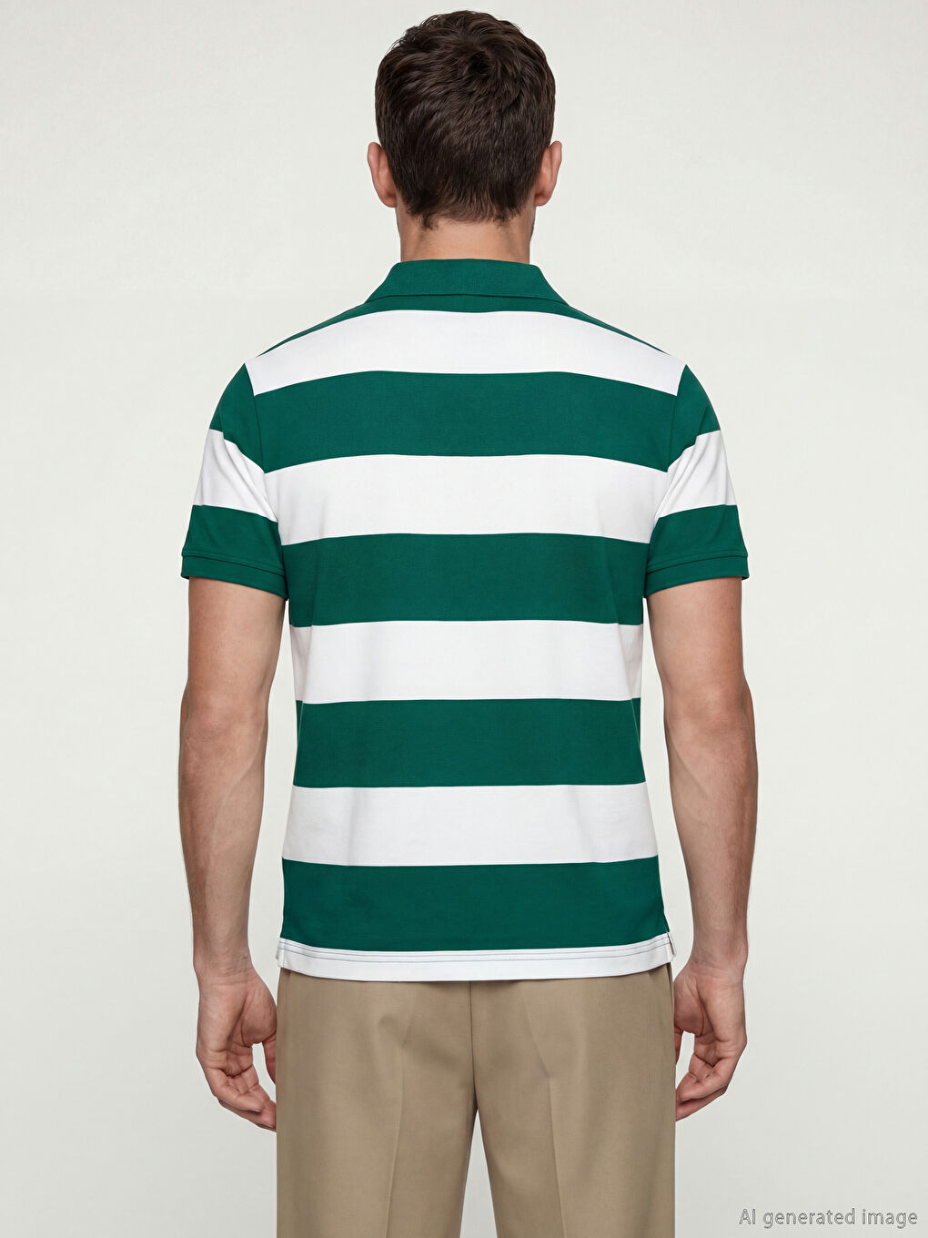 Polo Collar Striped Pique Men's T-Shirt-2