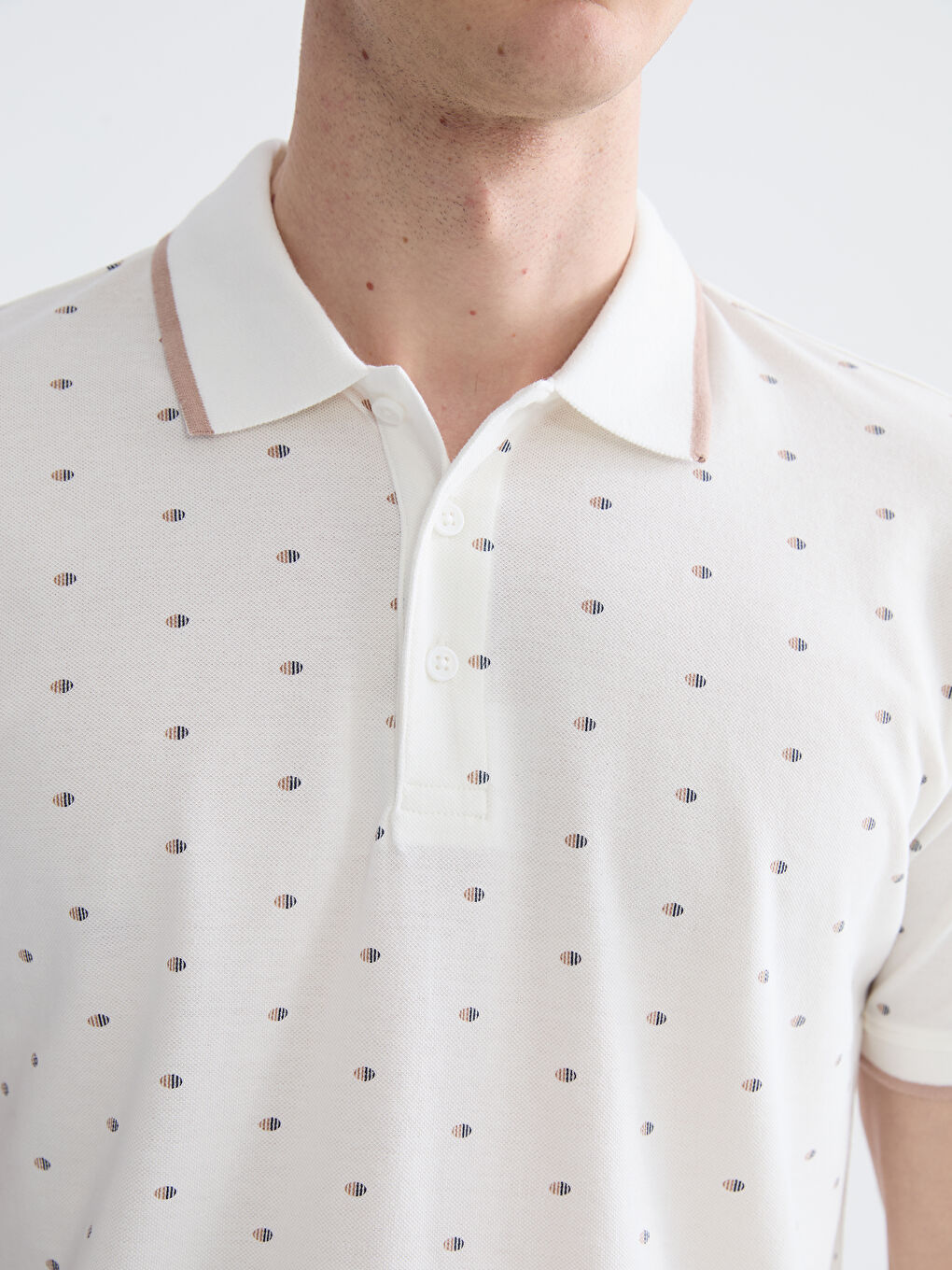 Rollkragen Gemustertes Piqué T-Shirt für Herren-2