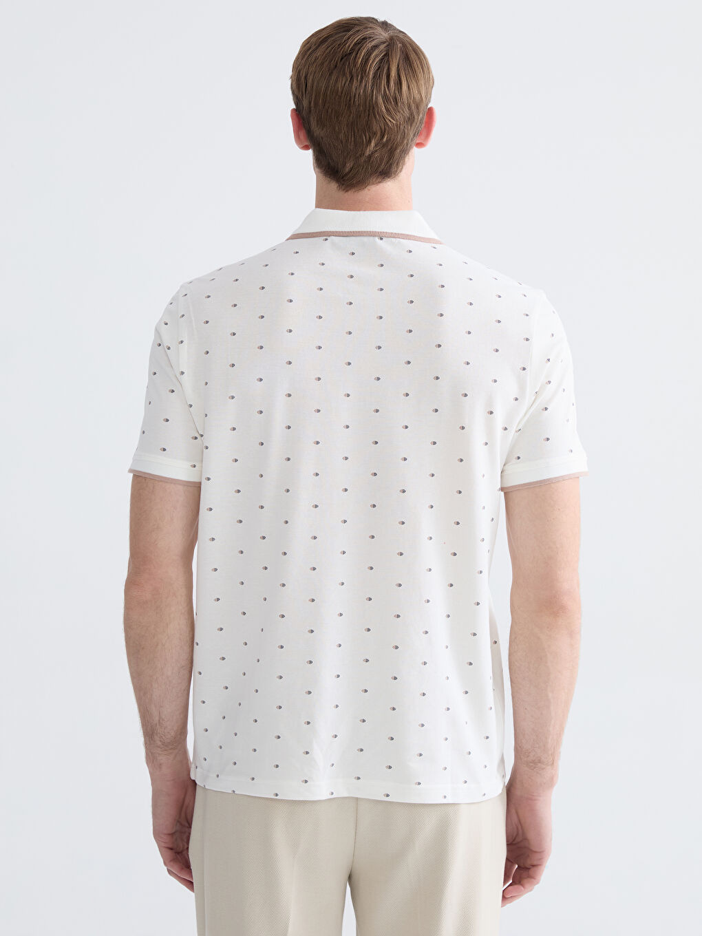 Rollkragen Gemustertes Piqué T-Shirt für Herren-3