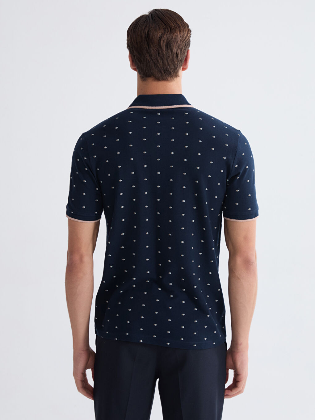 Футболка мужская узорчатая пике с воротником поло-3