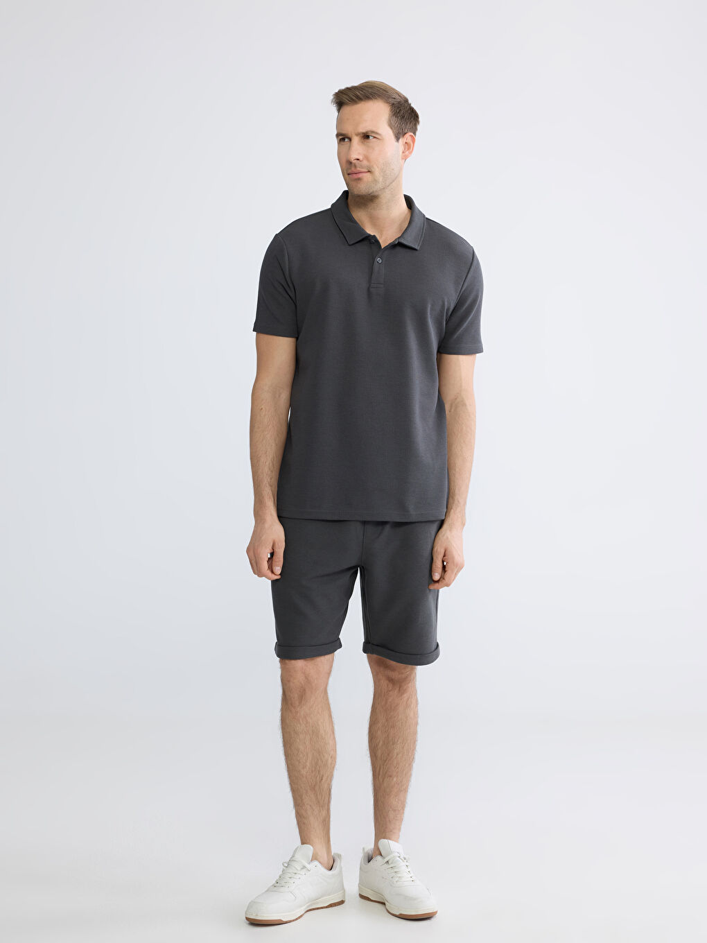 Polo Yaka Dokulu Erkek Tişört-1