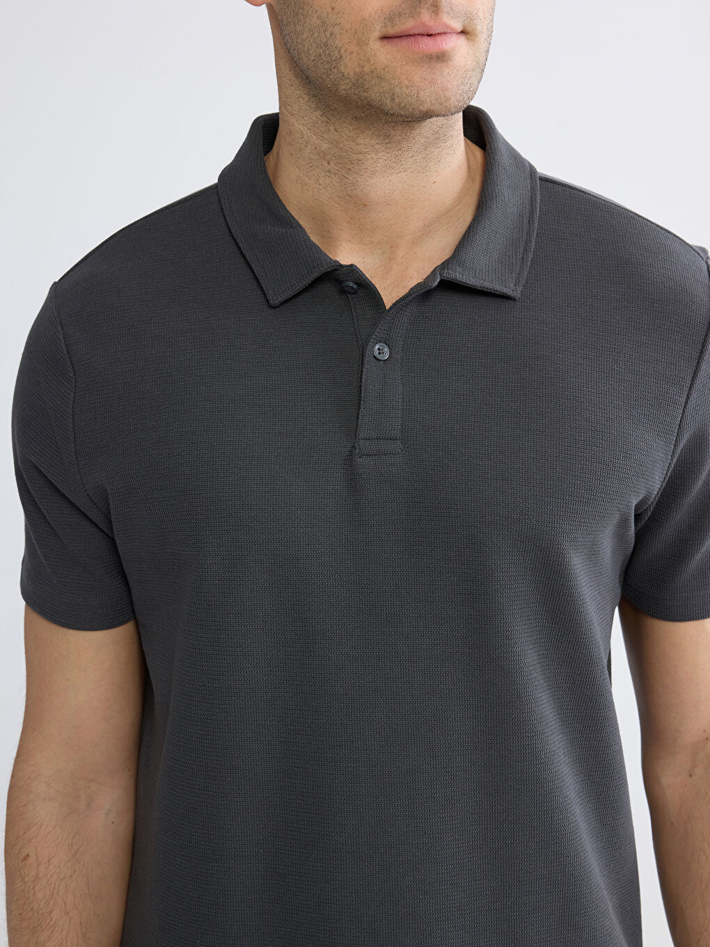 Polo Yaka Dokulu Erkek Tişört-2