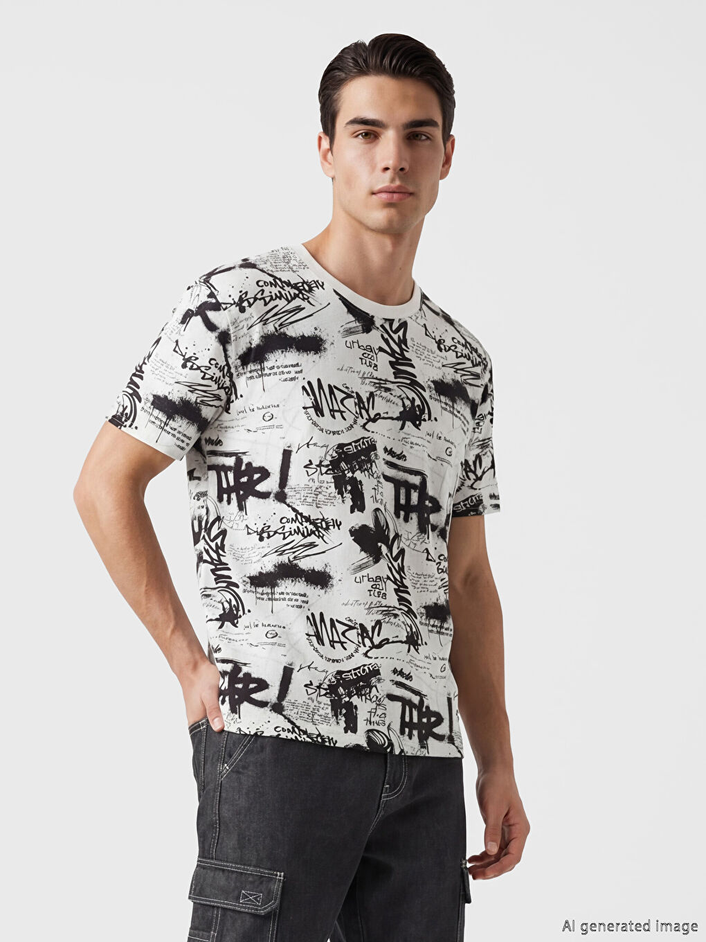 Crew Neck Printed Men's T-Shirt