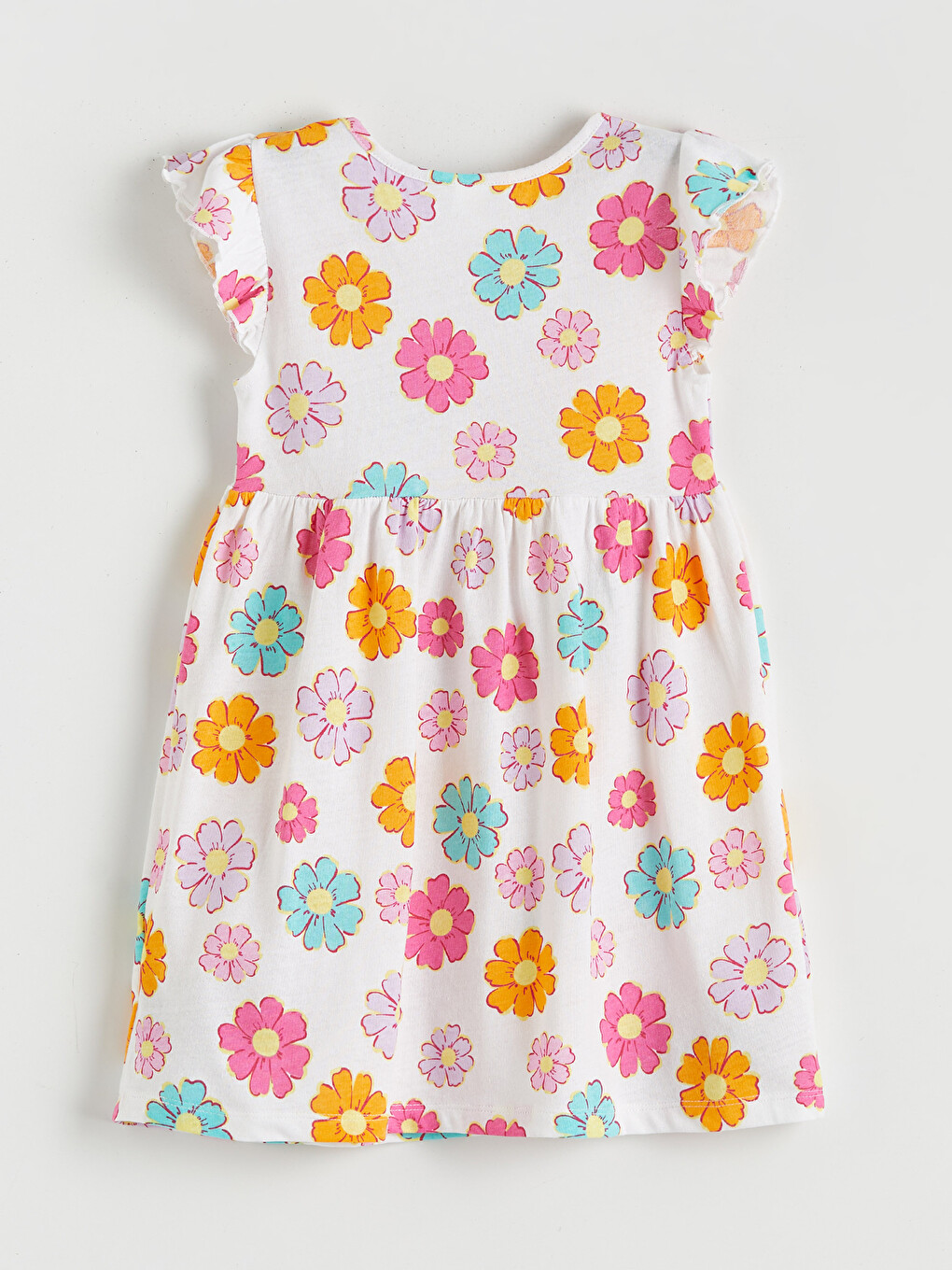 Floral Print Girls' Frilled Dress-4