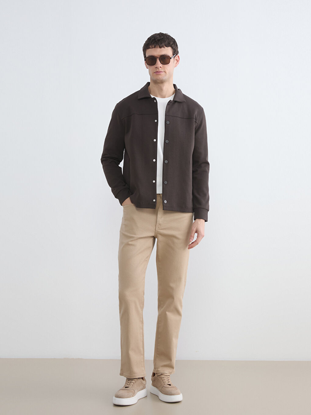 Kahverengi Rahat Kalıp Erkek Mont-1