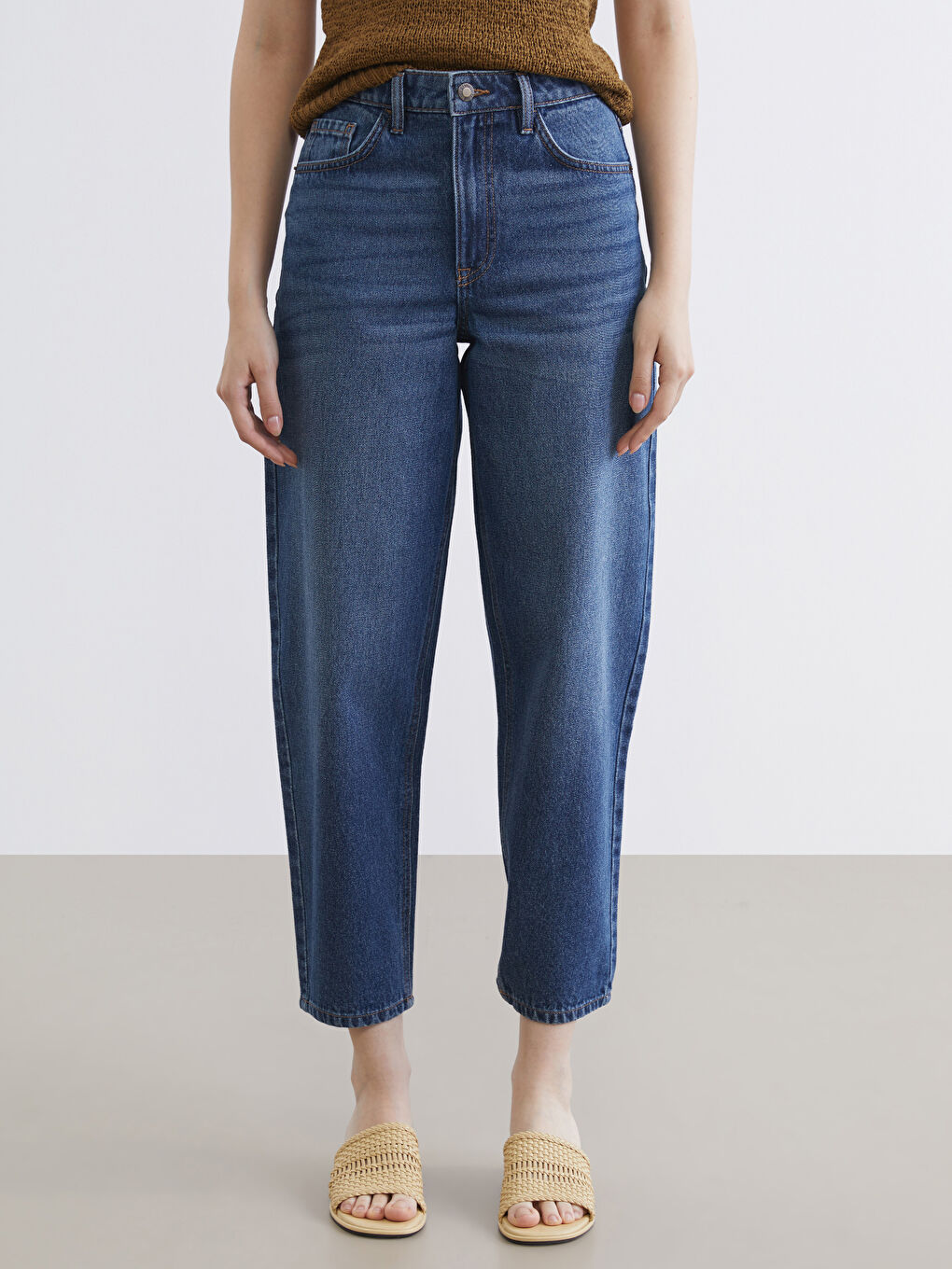 Әйелдерге арналған бос пішімді джинс шалбар-1