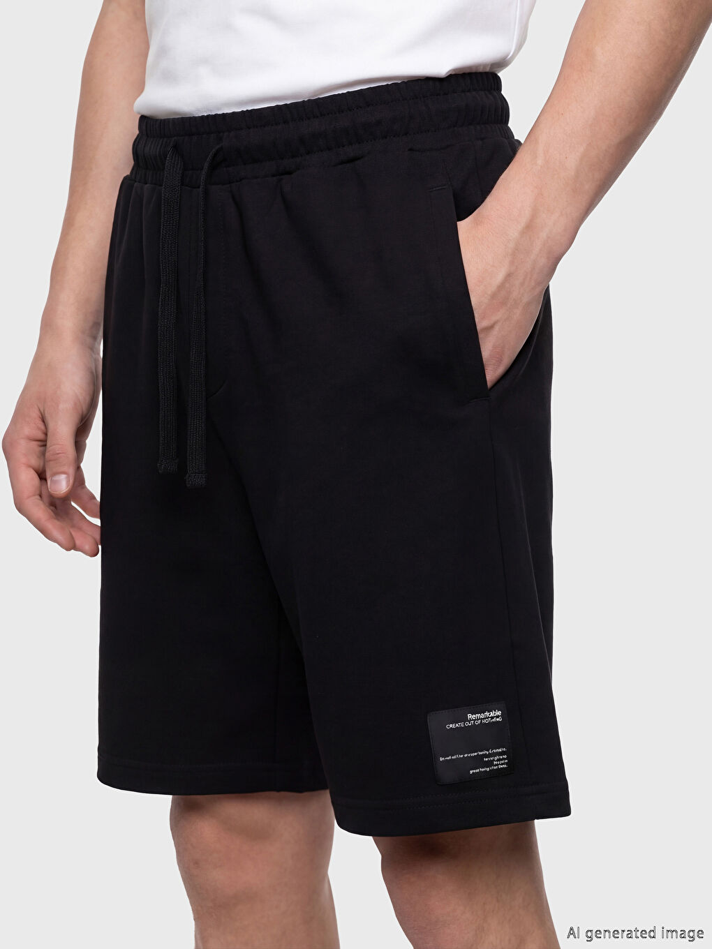 Siyah Standart Kalıp Erkek Şort-2