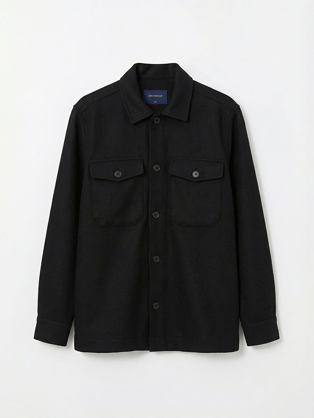 Siyah Regular Fit Erkek Kaşe Gömlek Ceket