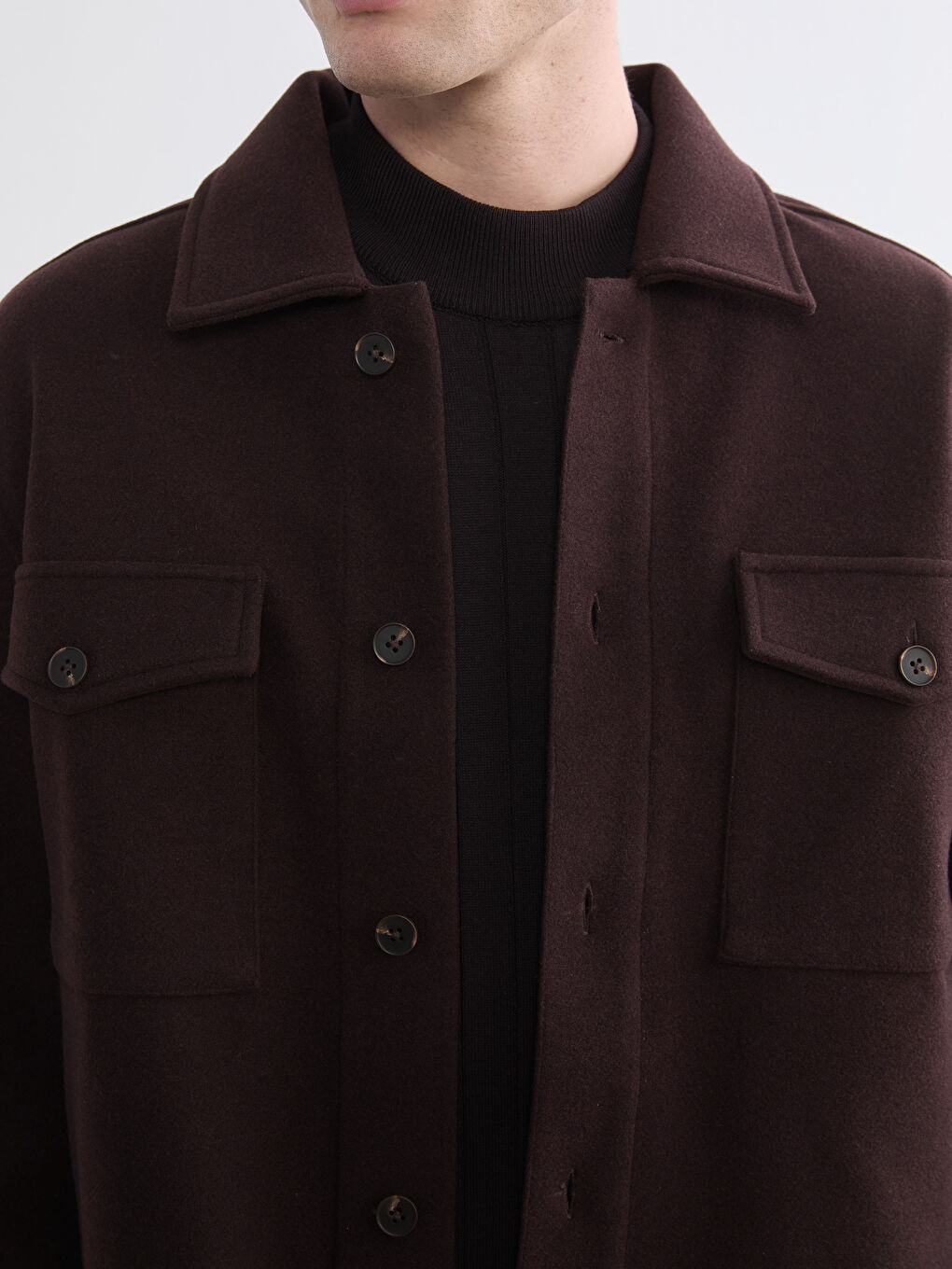 Kahverengi Regular Fit Erkek Kaşe Gömlek Ceket-2