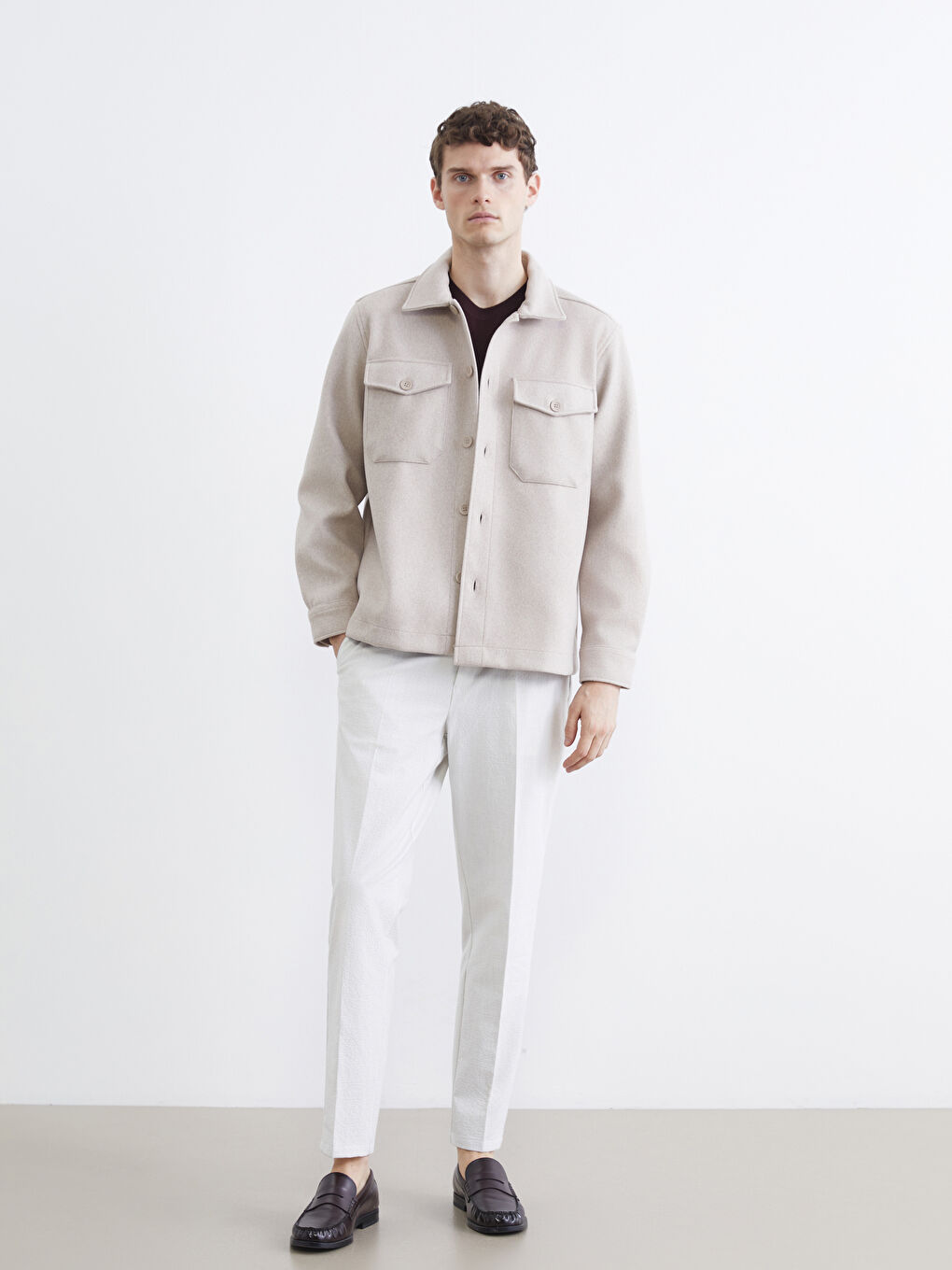 قميص خارجي كاشيه بقصة عادية للرجال-1