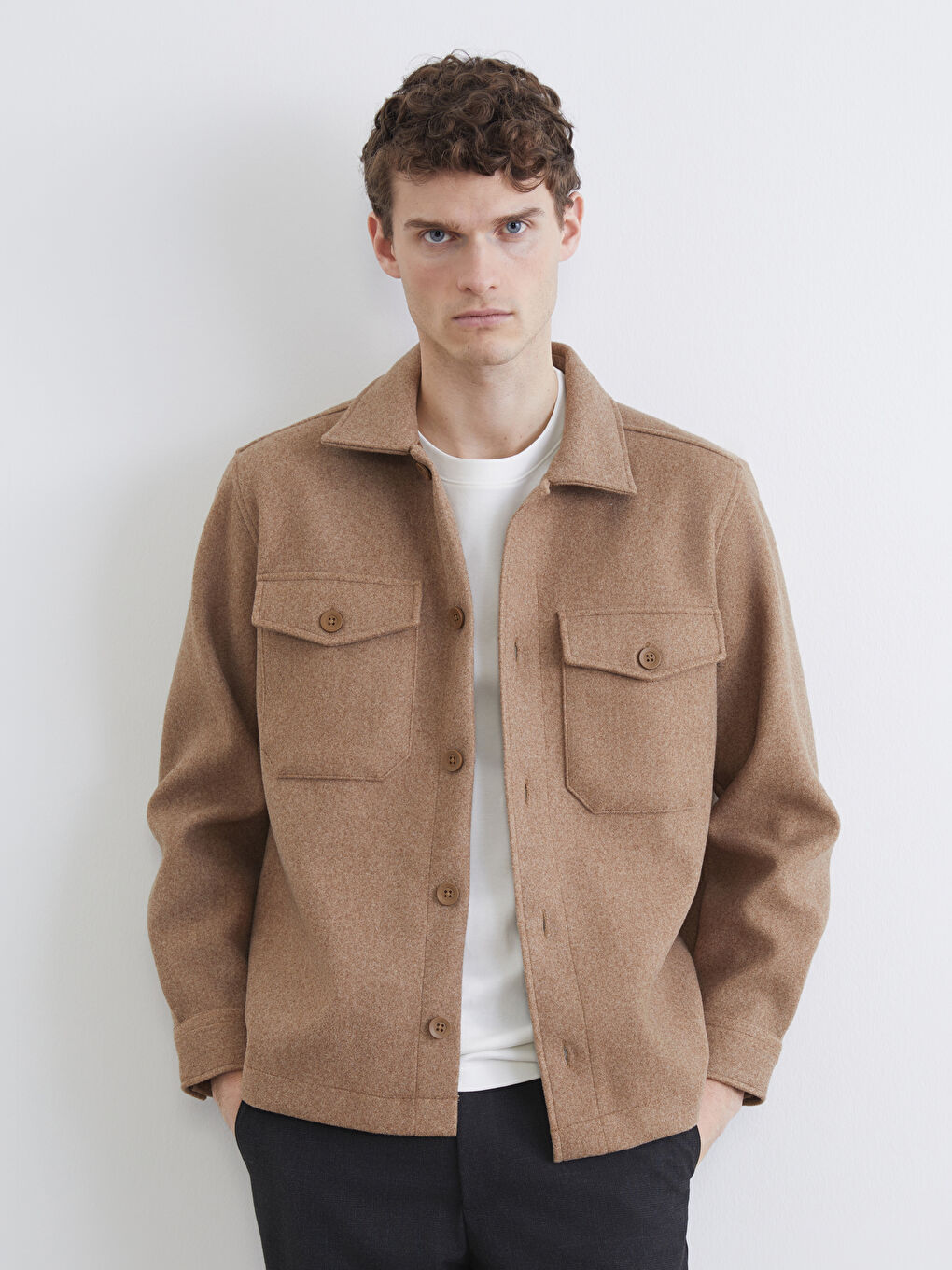 Мужская рубашка-жакет стандартного кроя из кашемира