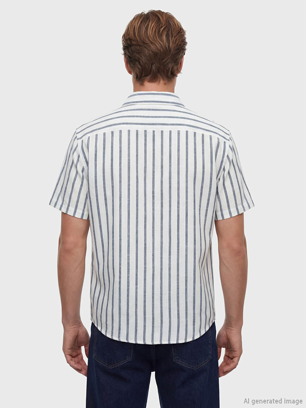 Reguläre Passform Gestreiftes Dobby Herrenhemd-3