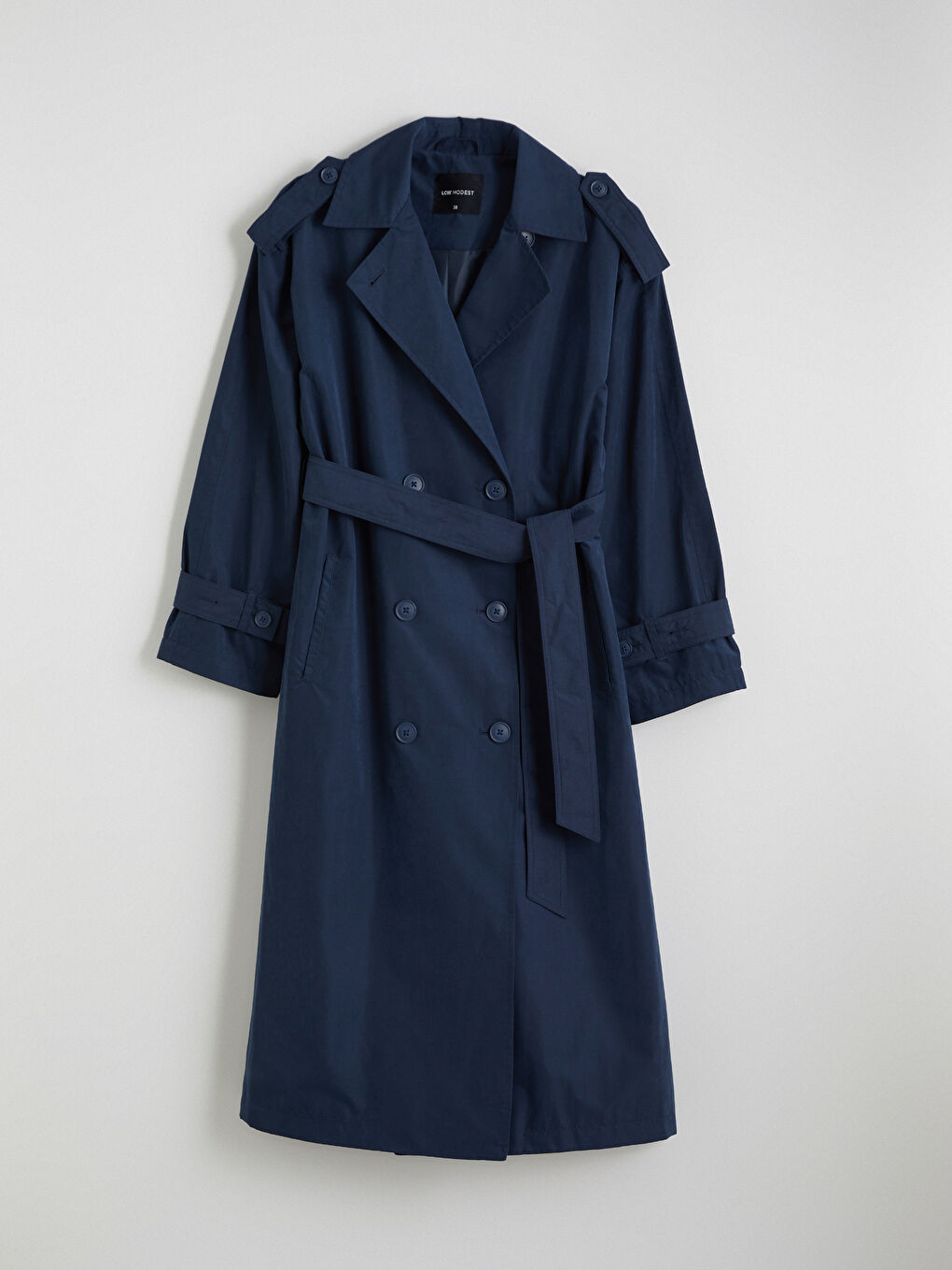 Lacivert Kruvaze Yaka Kadın Trençkot-5